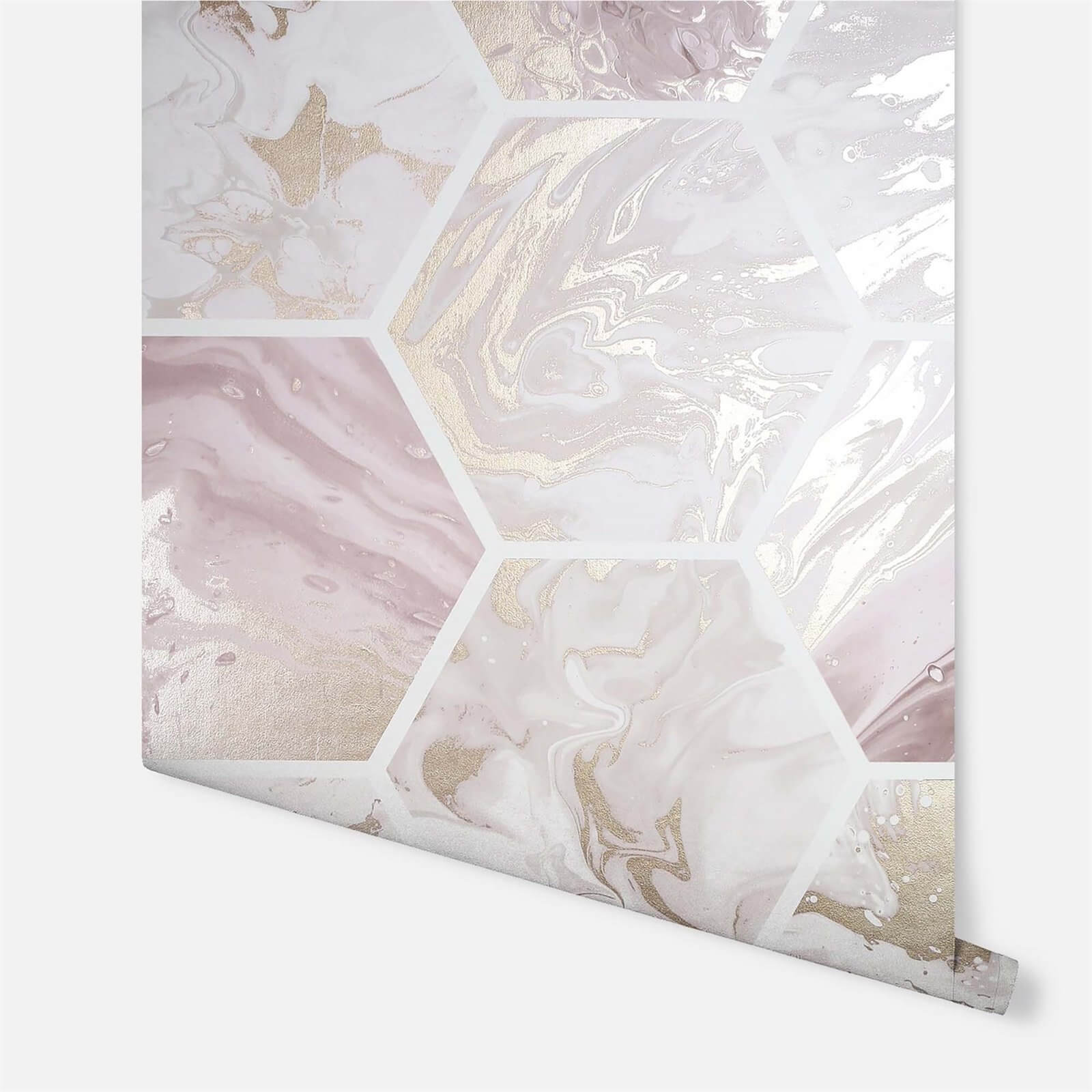 Arthouse Marbled Hex Pink Rose Gold Wallpaper