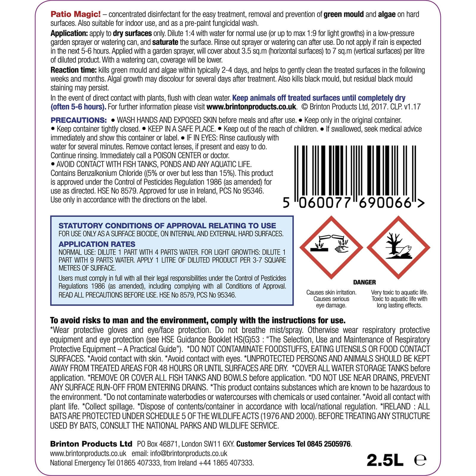 Patio Magic! Hard Surface Cleaner 2.5L Homebase