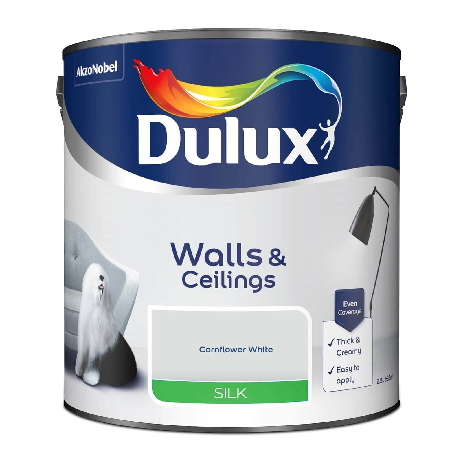 Dulux Silk Emulsion Paint Cornflower White - 2.5L