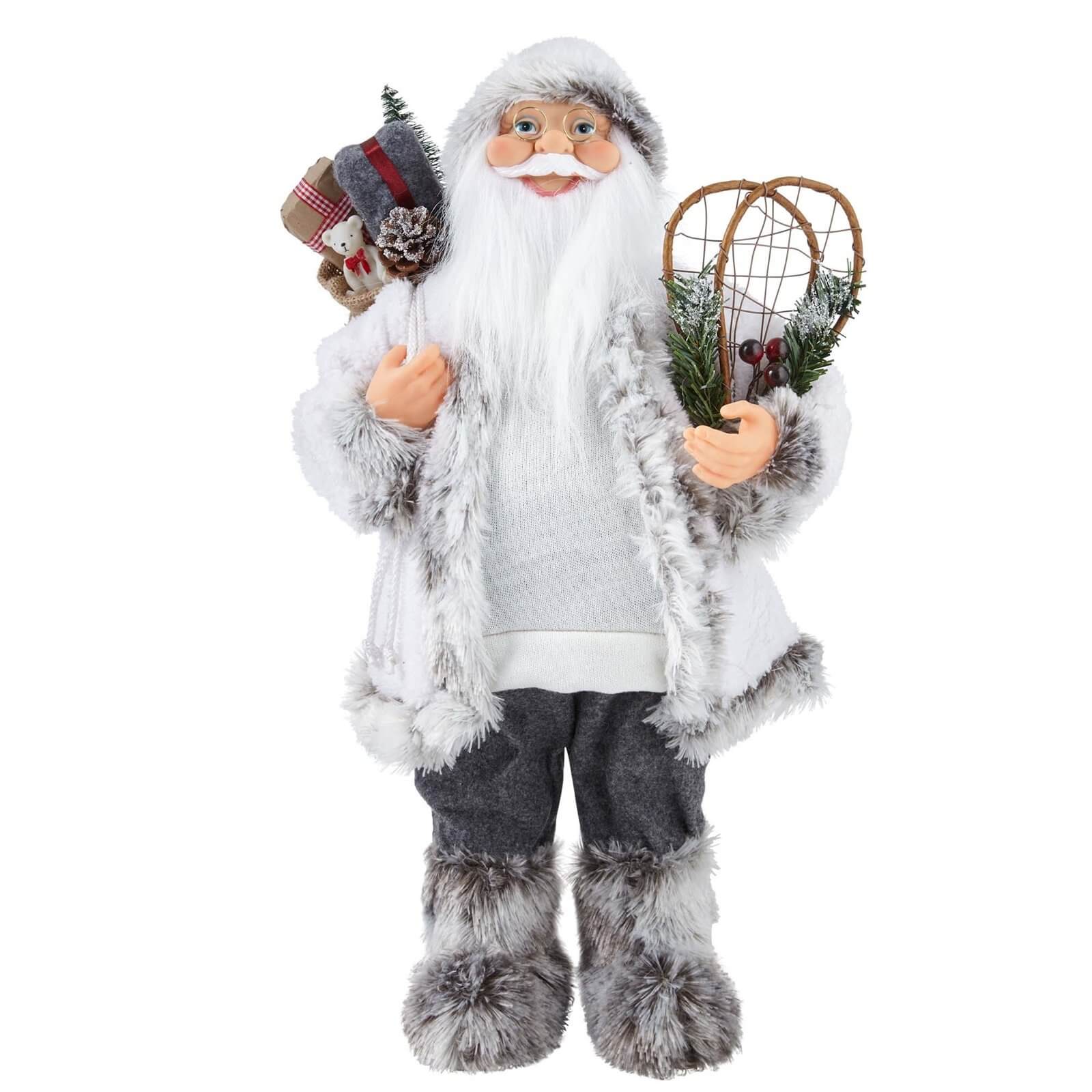Standing Santa in White Coat - 60cm