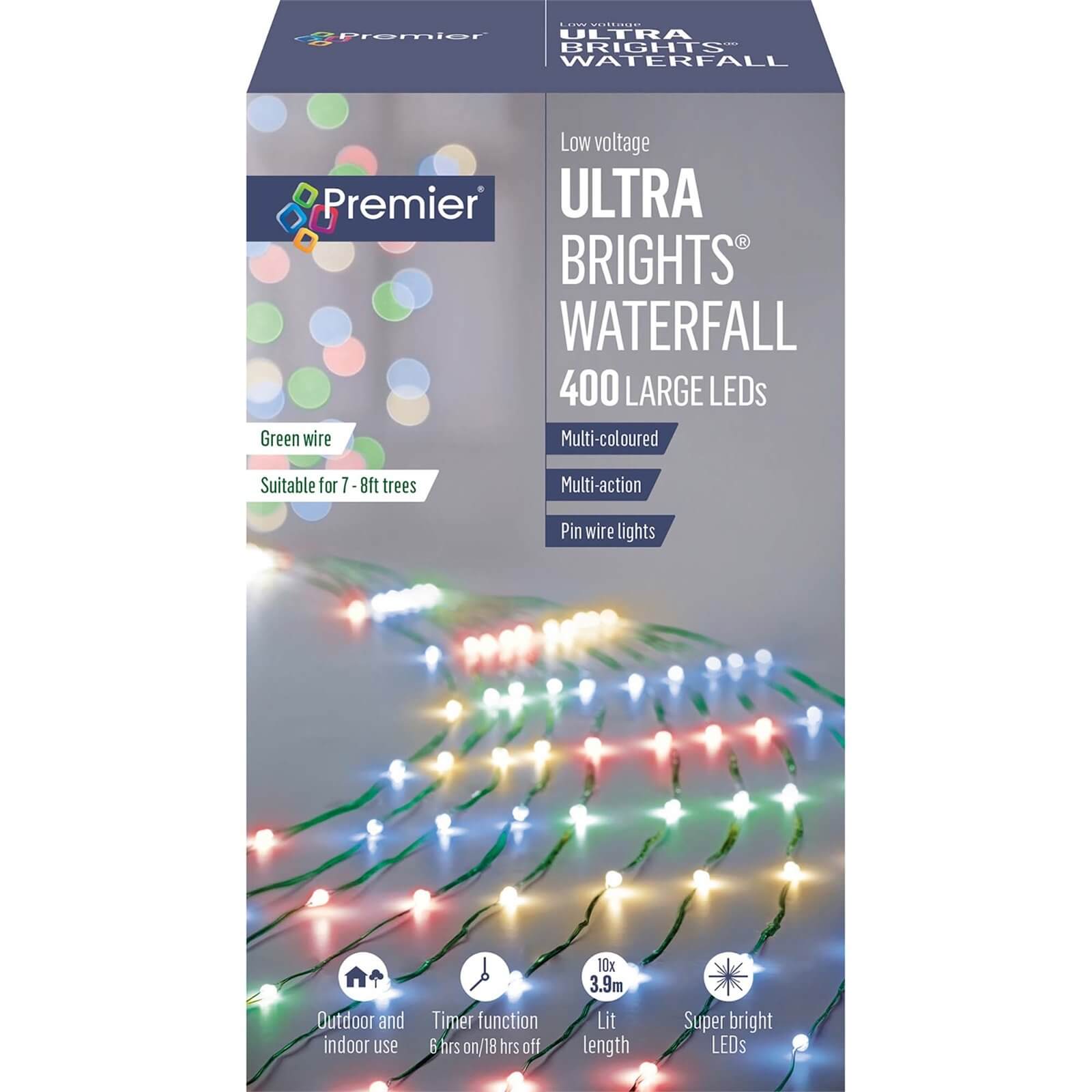 2.5M 400 Multi-coloured LED UltraBright Waterfall Lights