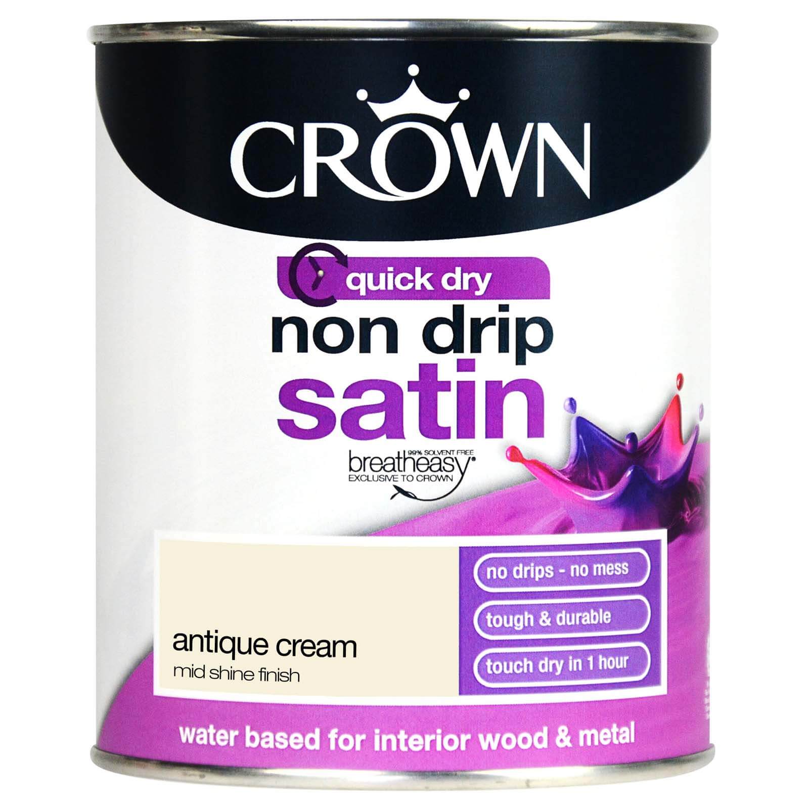 Crown Breatheasy Non Drip Satin Paint Antique Cream - 750ml