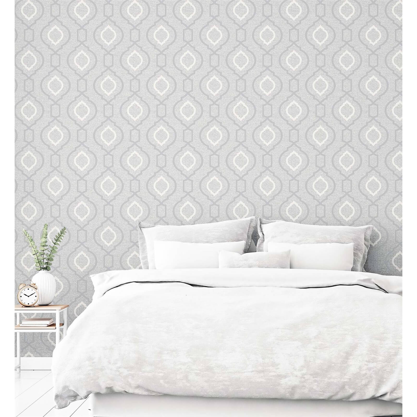 Arthouse Calico Trellis Grey Wallpaper