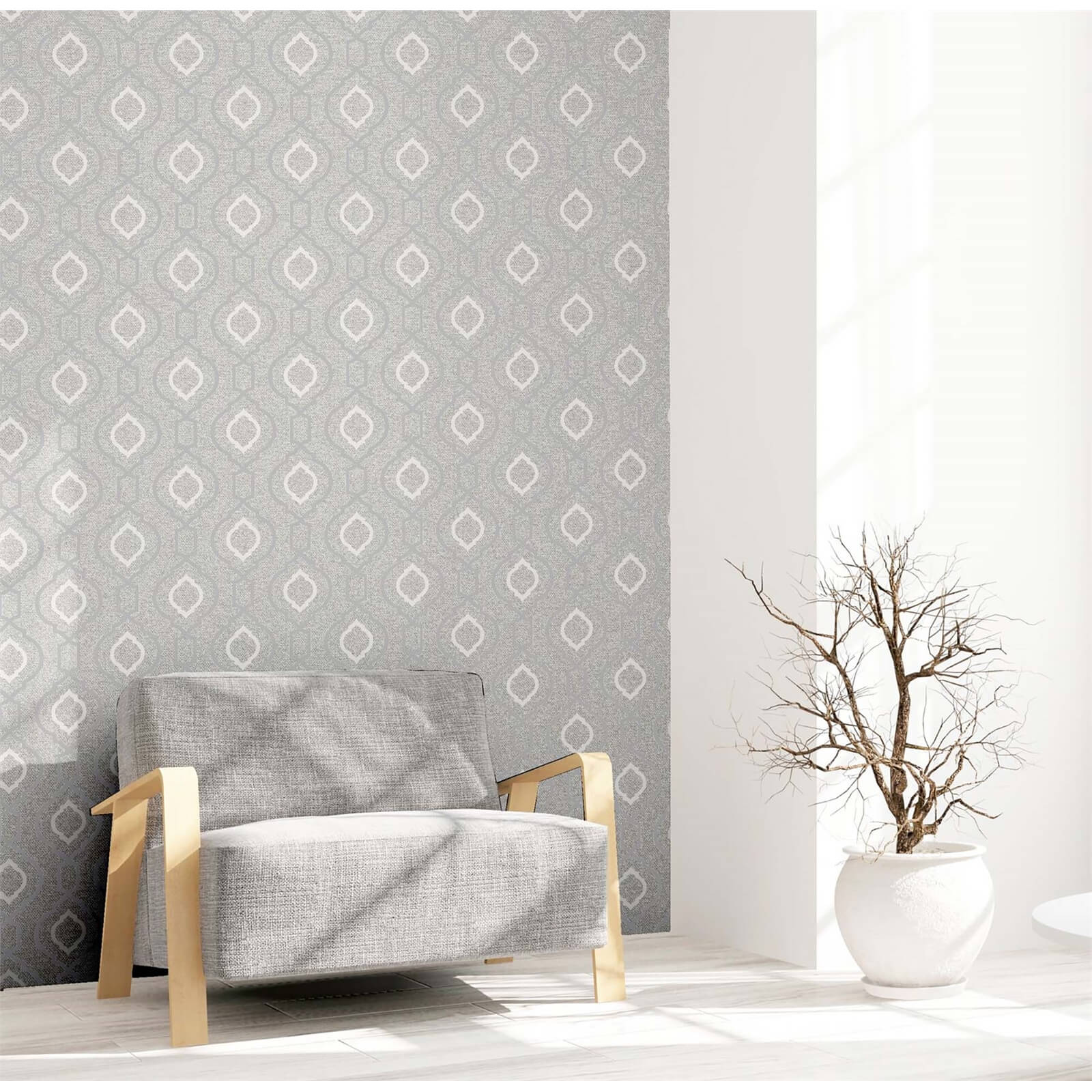 Arthouse Calico Trellis Grey Wallpaper