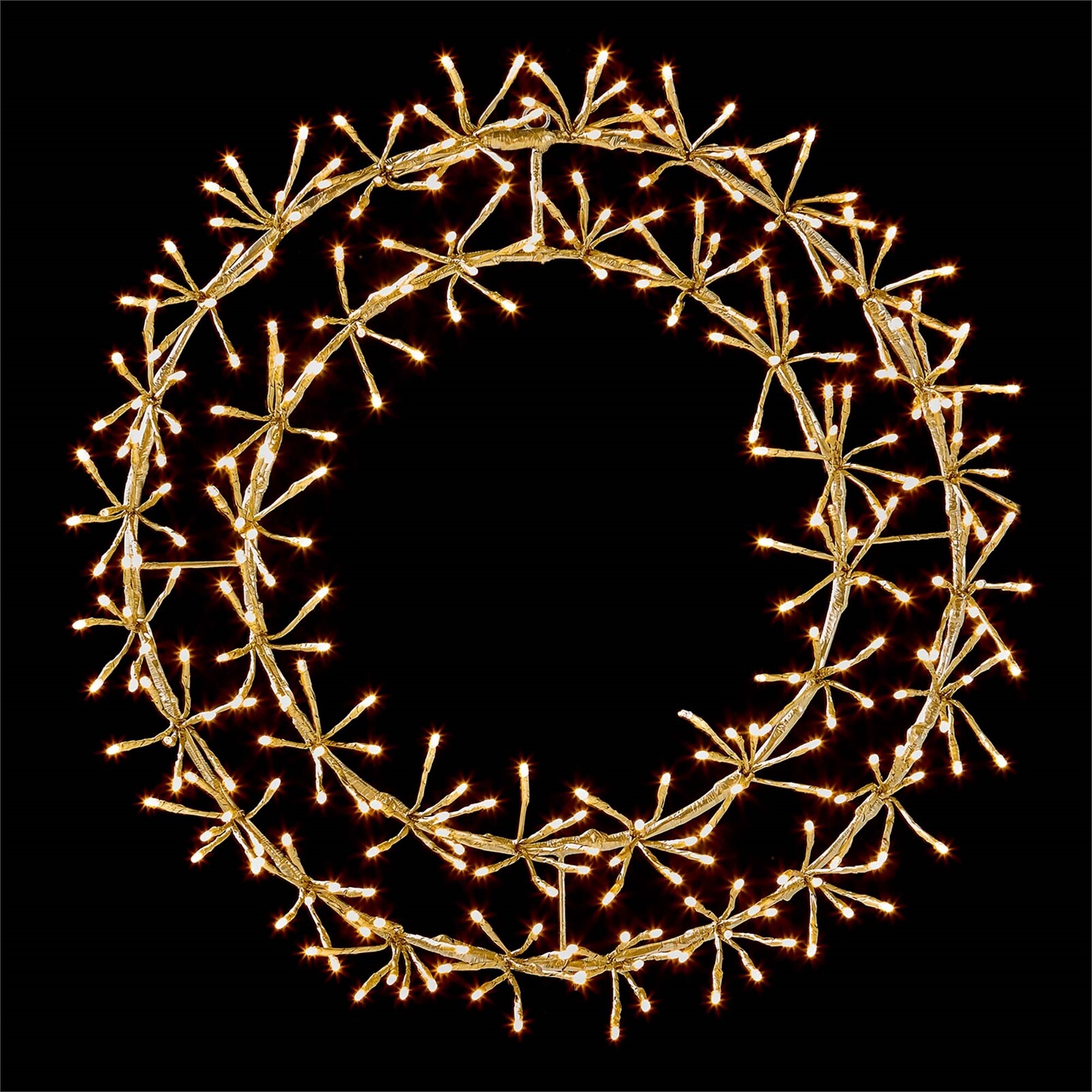 45cm Pre-lit Gold Wreath Cluster