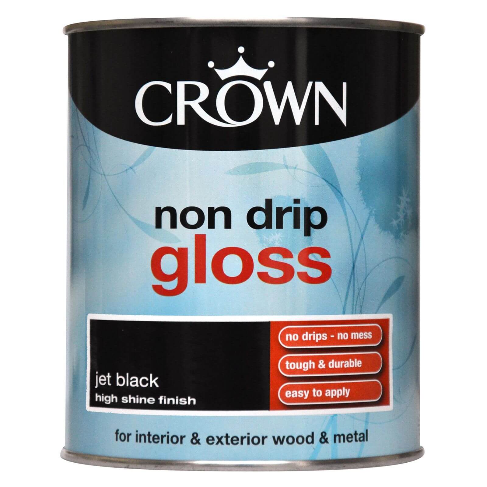 Crown Non Drip Gloss Paint Jet Black - 750ml