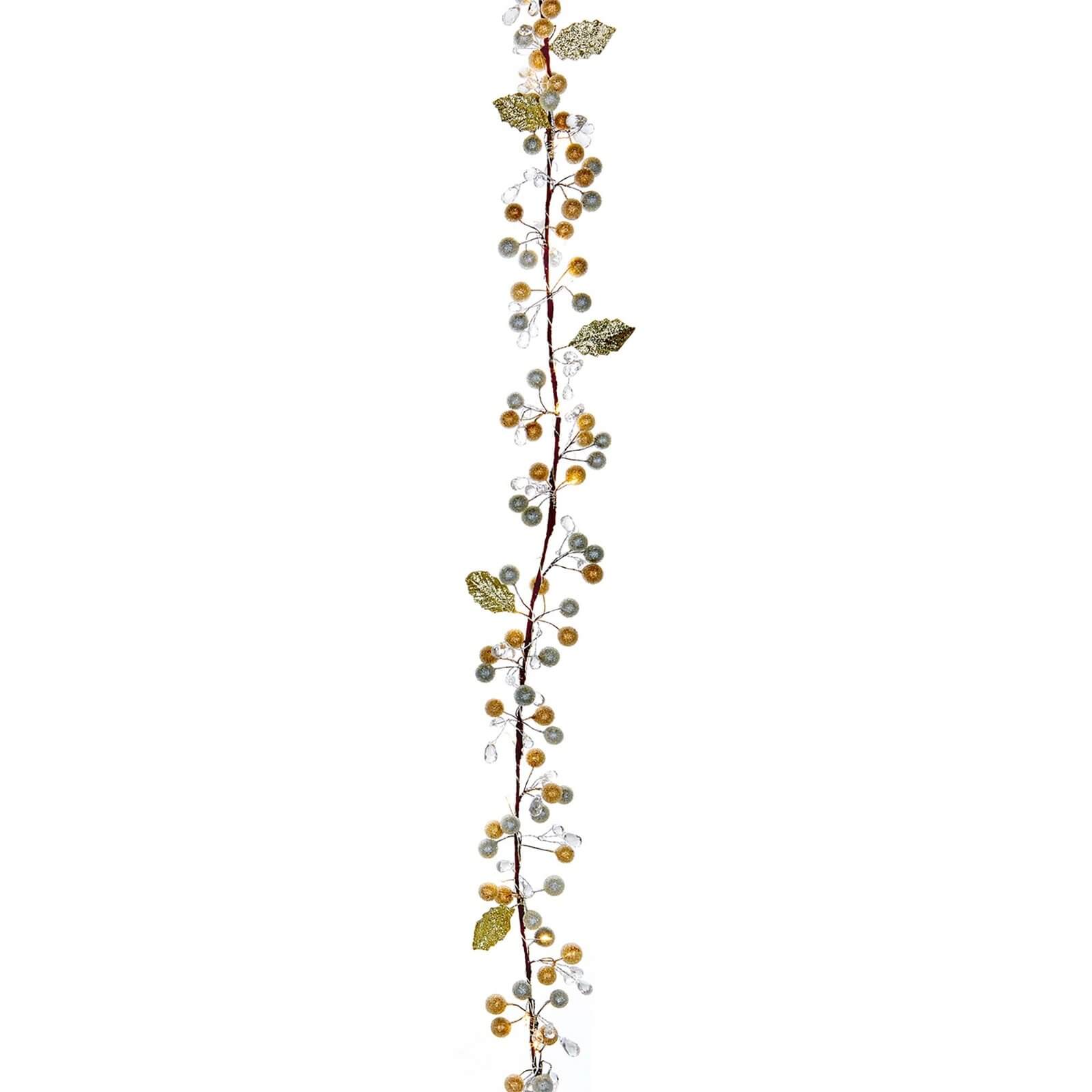 Pre-Lit Garland with Berries 180cm (Battery Operated)