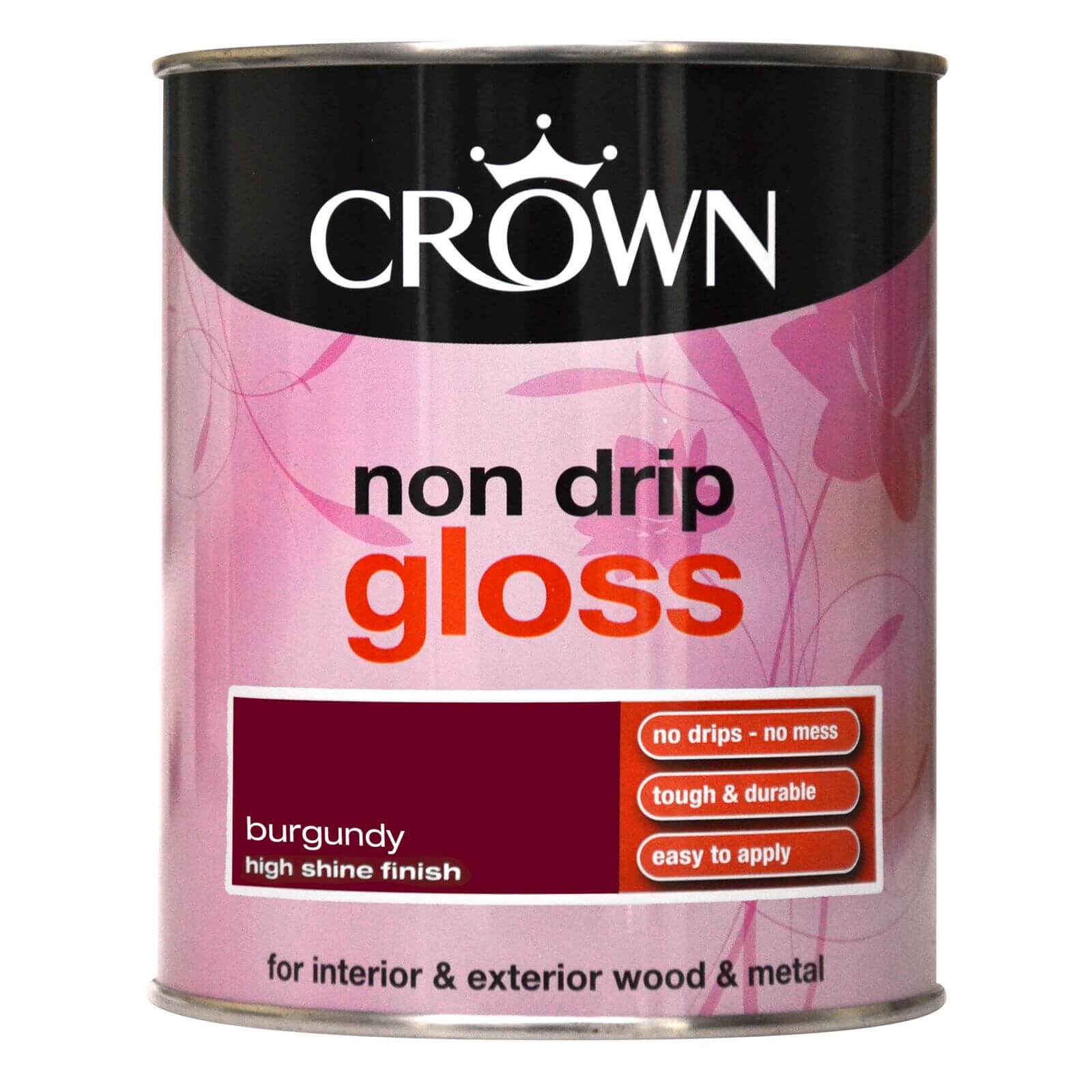 Crown Non Drip Gloss Paint Burgundy - 750ml