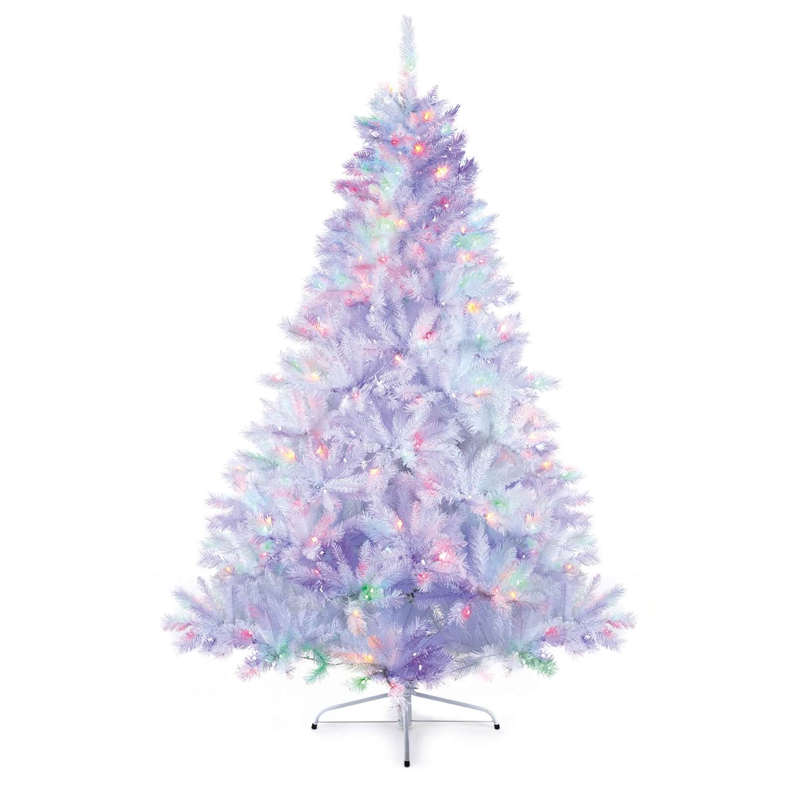 6ft Pre Lit White Spruce Christmas Tree with Iridescent Tips