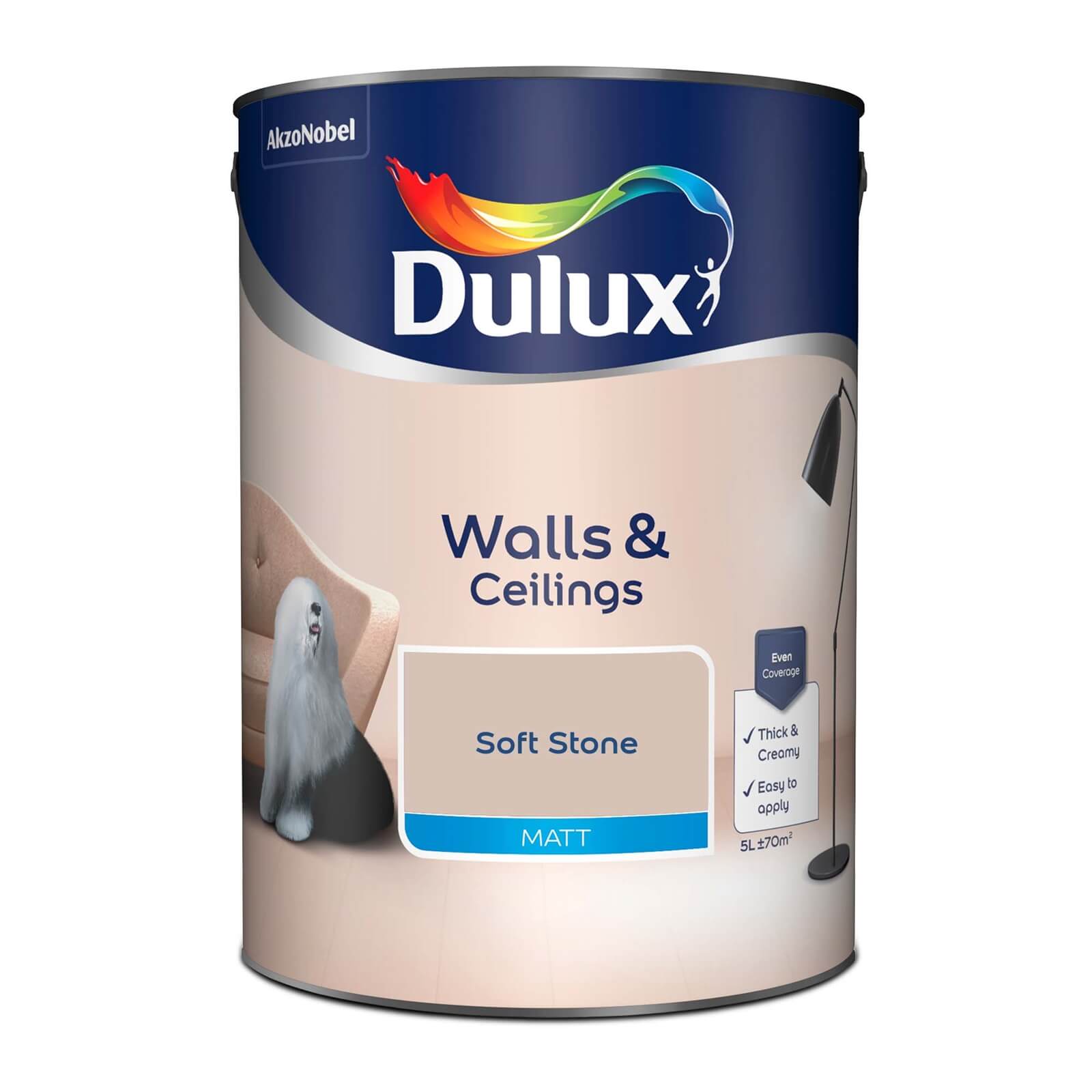 Dulux Matt Emulsion Paint Soft Stone - 5L