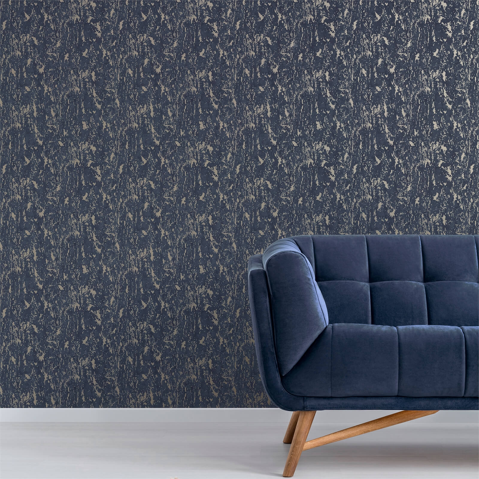 Superfresco Milan Navy And Pale Gold Wallpaper