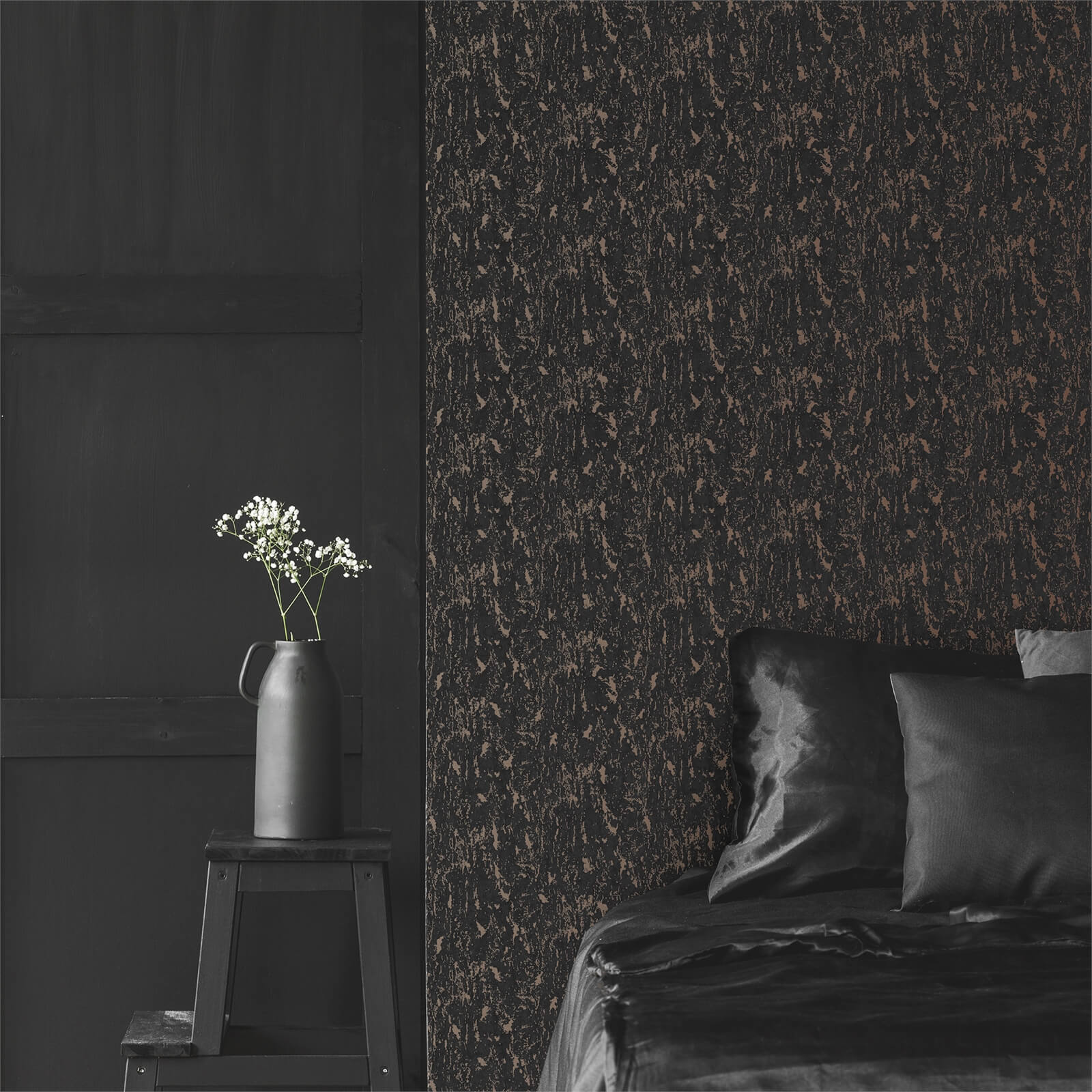 Superfresco Milan Charcoal And Rose Gold Wallpaper
