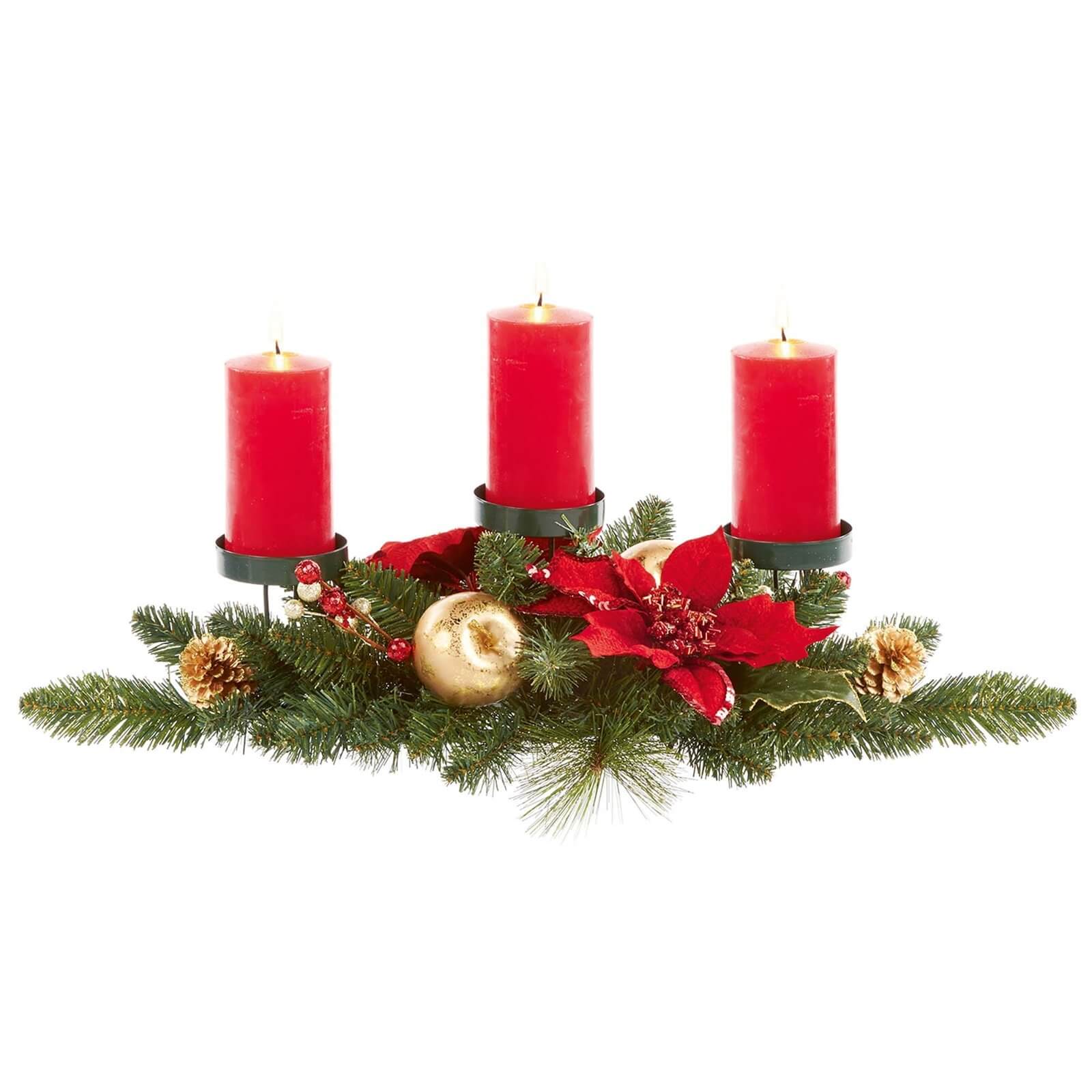 Poinsettia Centrepiece Candle Holder Gold Candle Holder