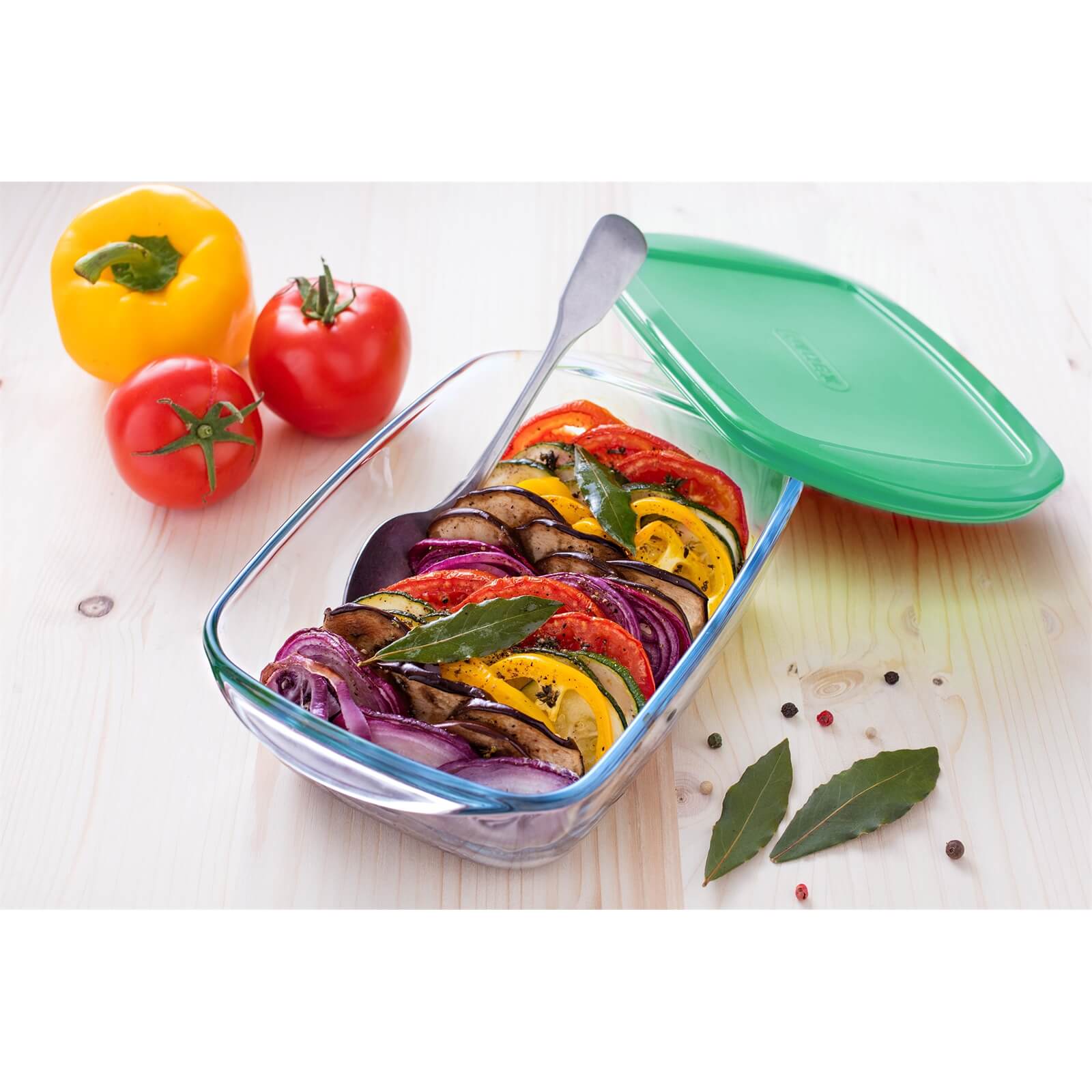 Pyrex Cook & Store Rectangular 3 Piece Food Storage Set - Green