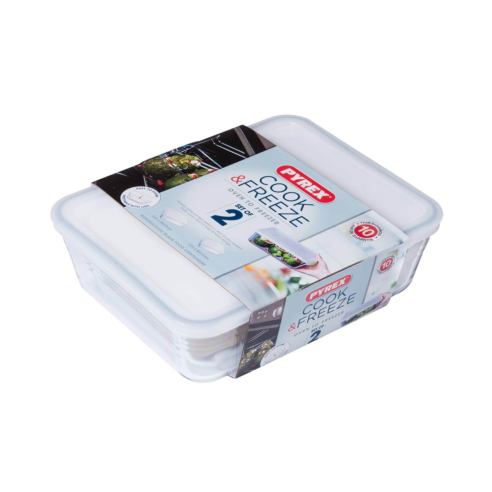 Pyrex Cook & Freeze Rectangular 2 Piece Food Storage Set - White
