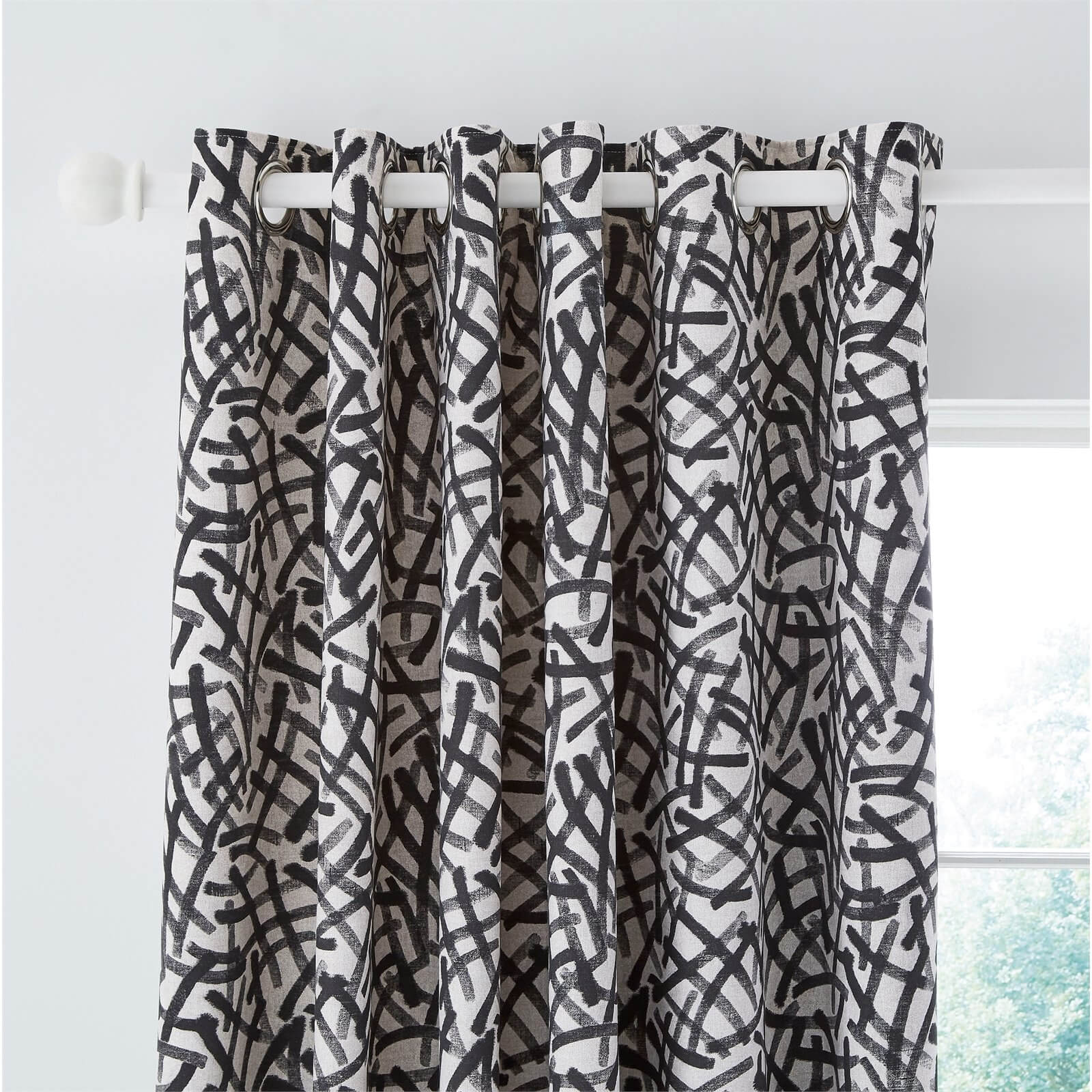 Anise Lined Curtains 66x72 Charcoal