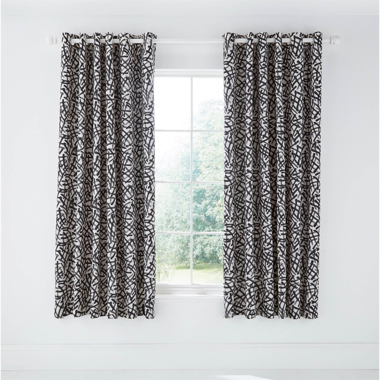 Anise Lined Curtains 66x72 Charcoal
