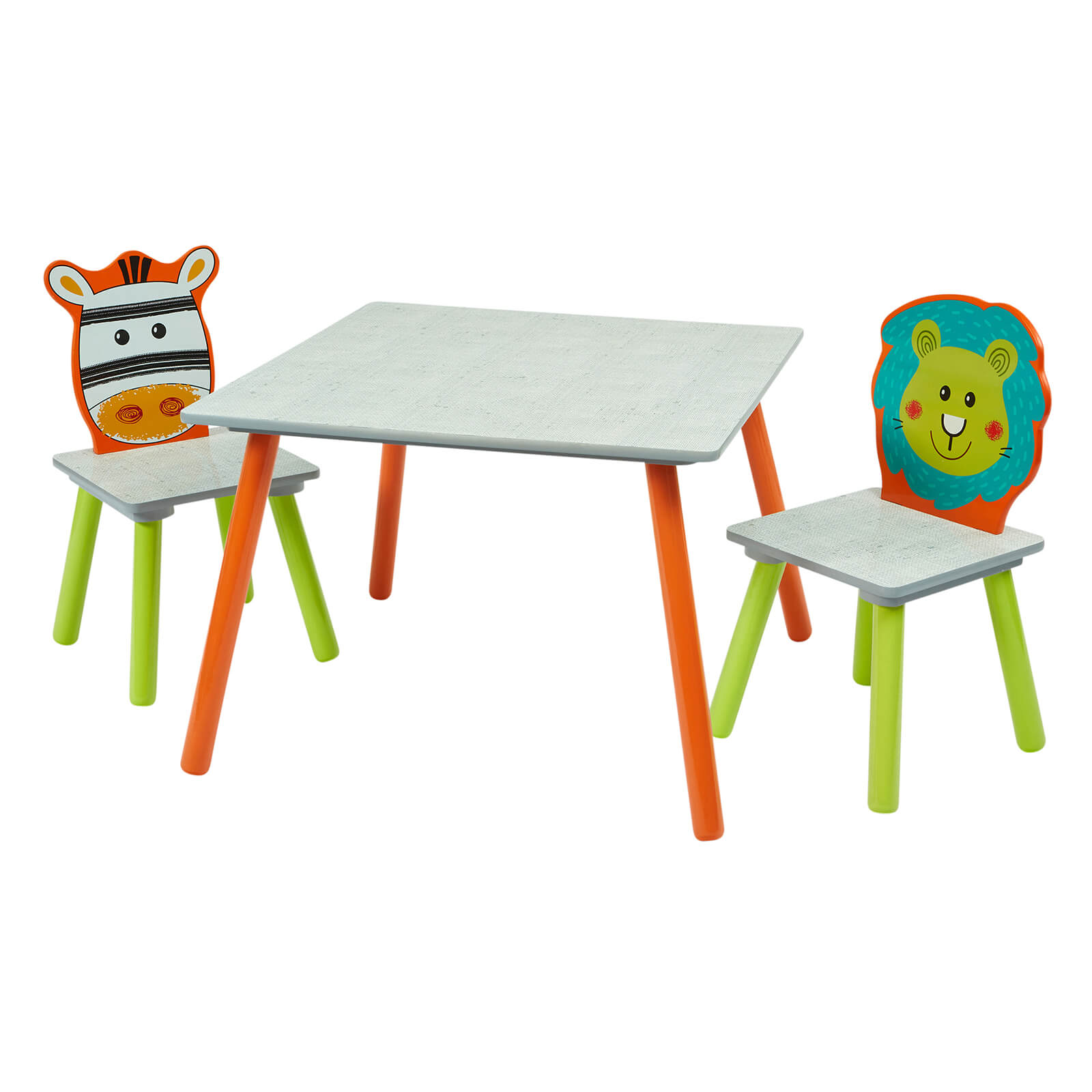 Zebra and Lion Table and 2 Chairs