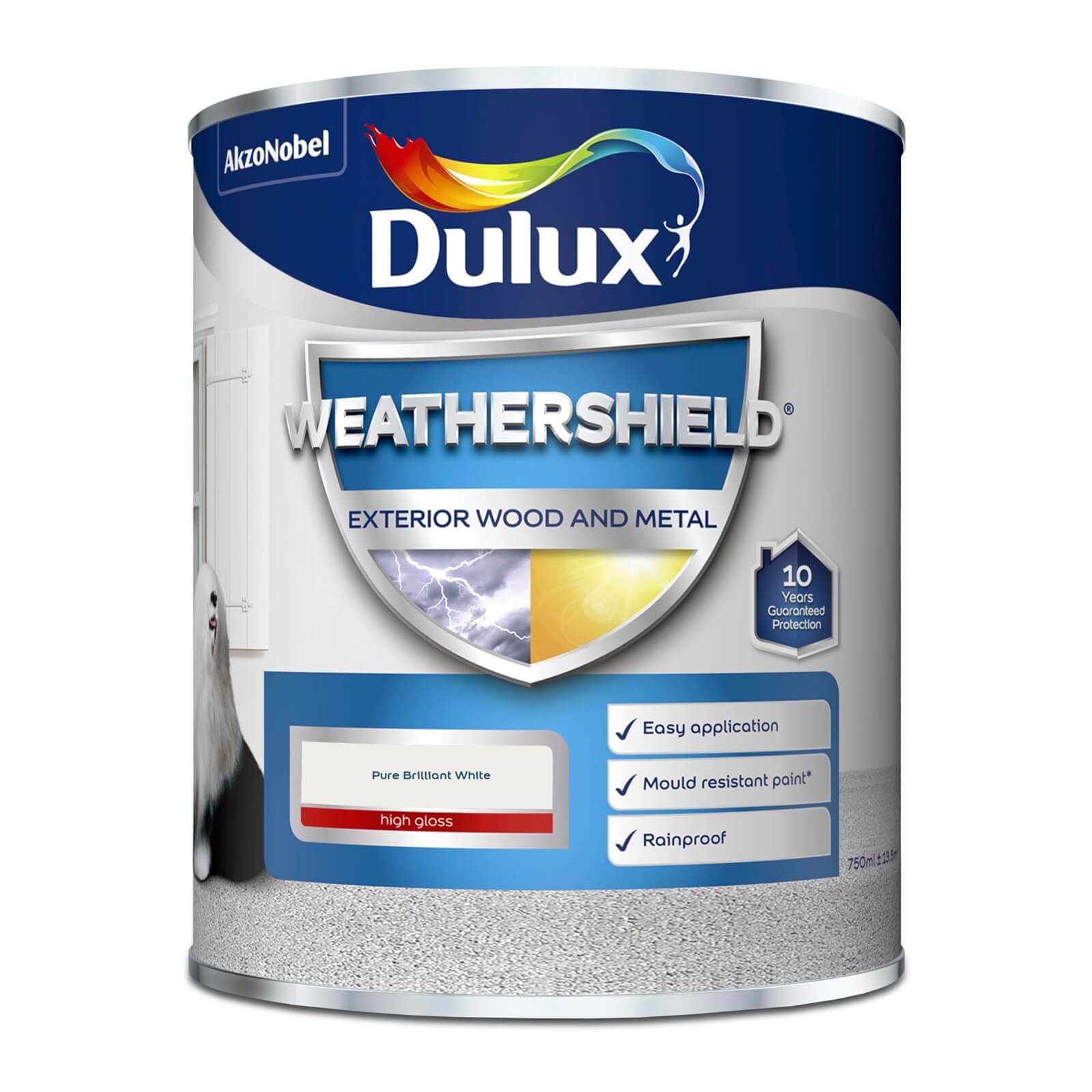 Dulux Weathershield Exterior Gloss Paint Pure Brilliant White - 750ml