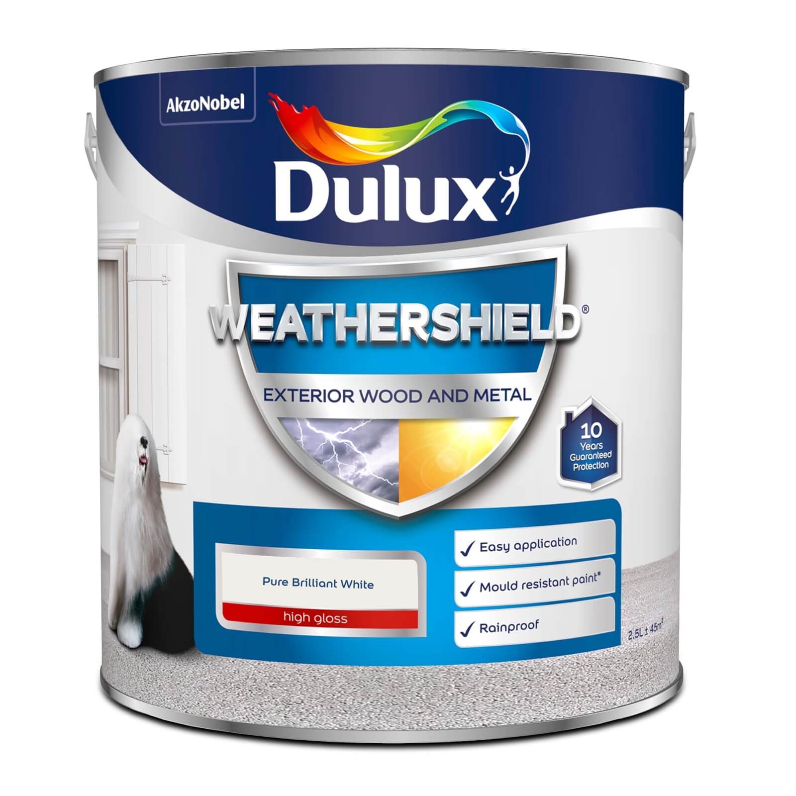 Dulux Weathershield Exterior Gloss Paint Pure Brilliant White - 2.5L