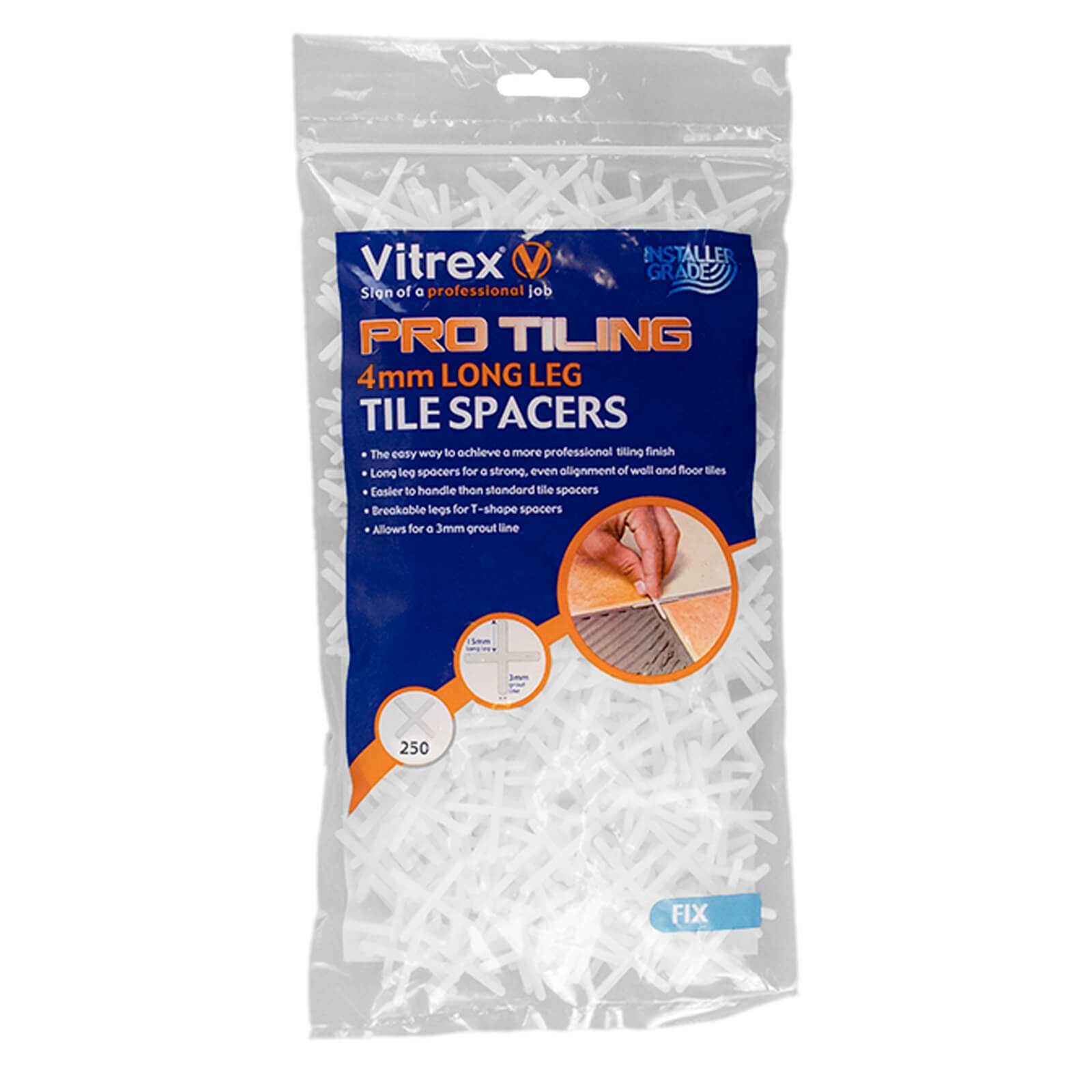 Vitrex Tiling Long Leg Spacers 4mm X250