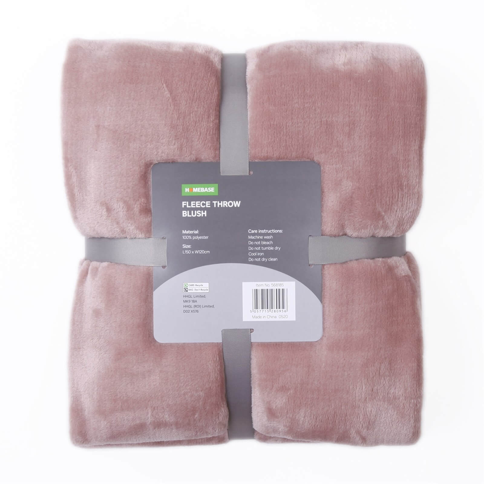 Fleece Throw Blush Pink 120x150cm Homebase