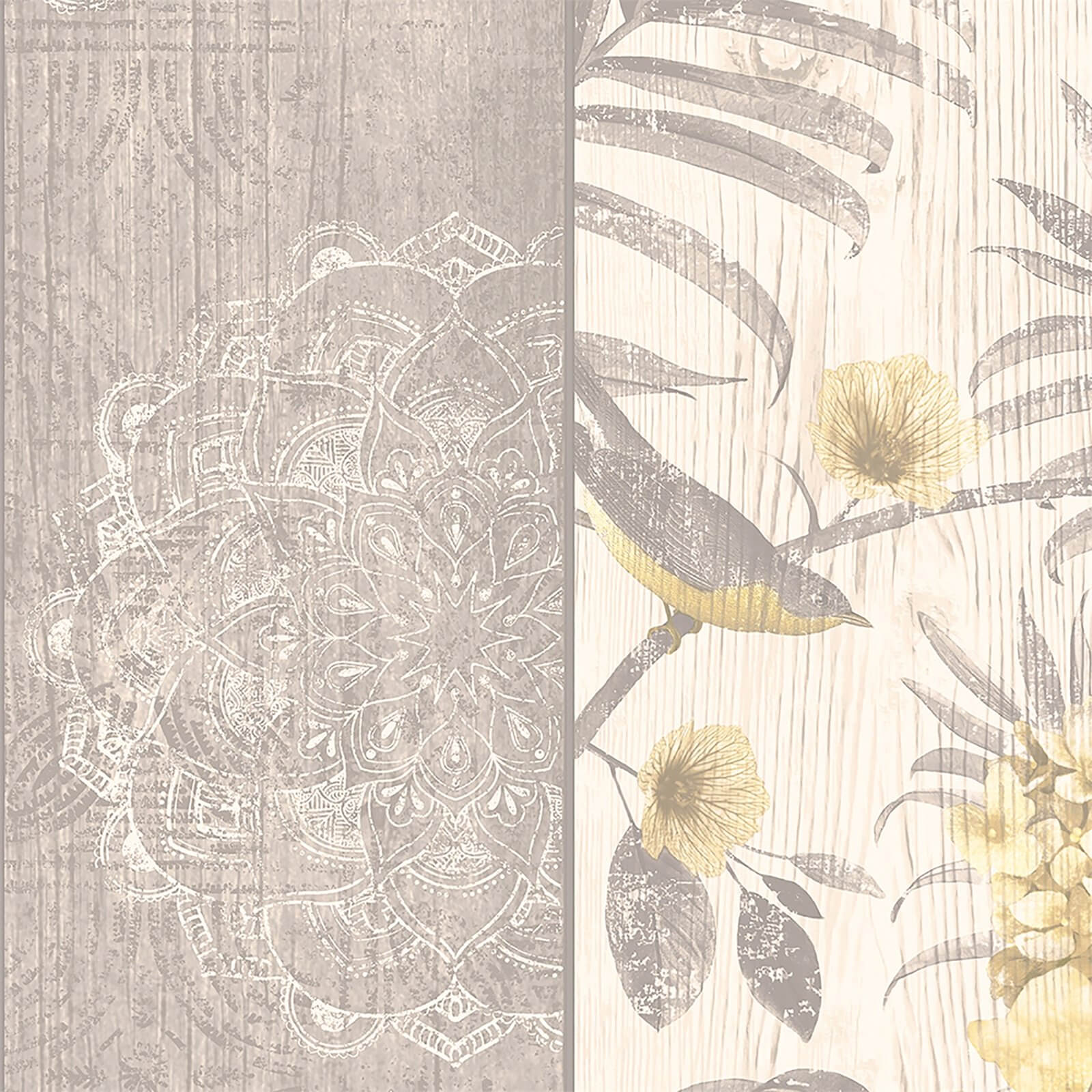 Belgravia Decor Rosa Smooth Yellow and Grey Wallpaper