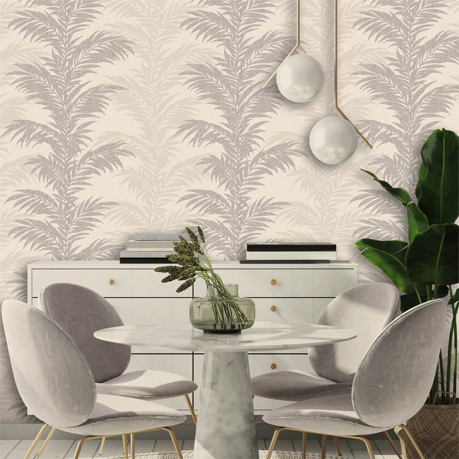 Belgravia Decor Aria Glitter Silver and Natural Wallpaper