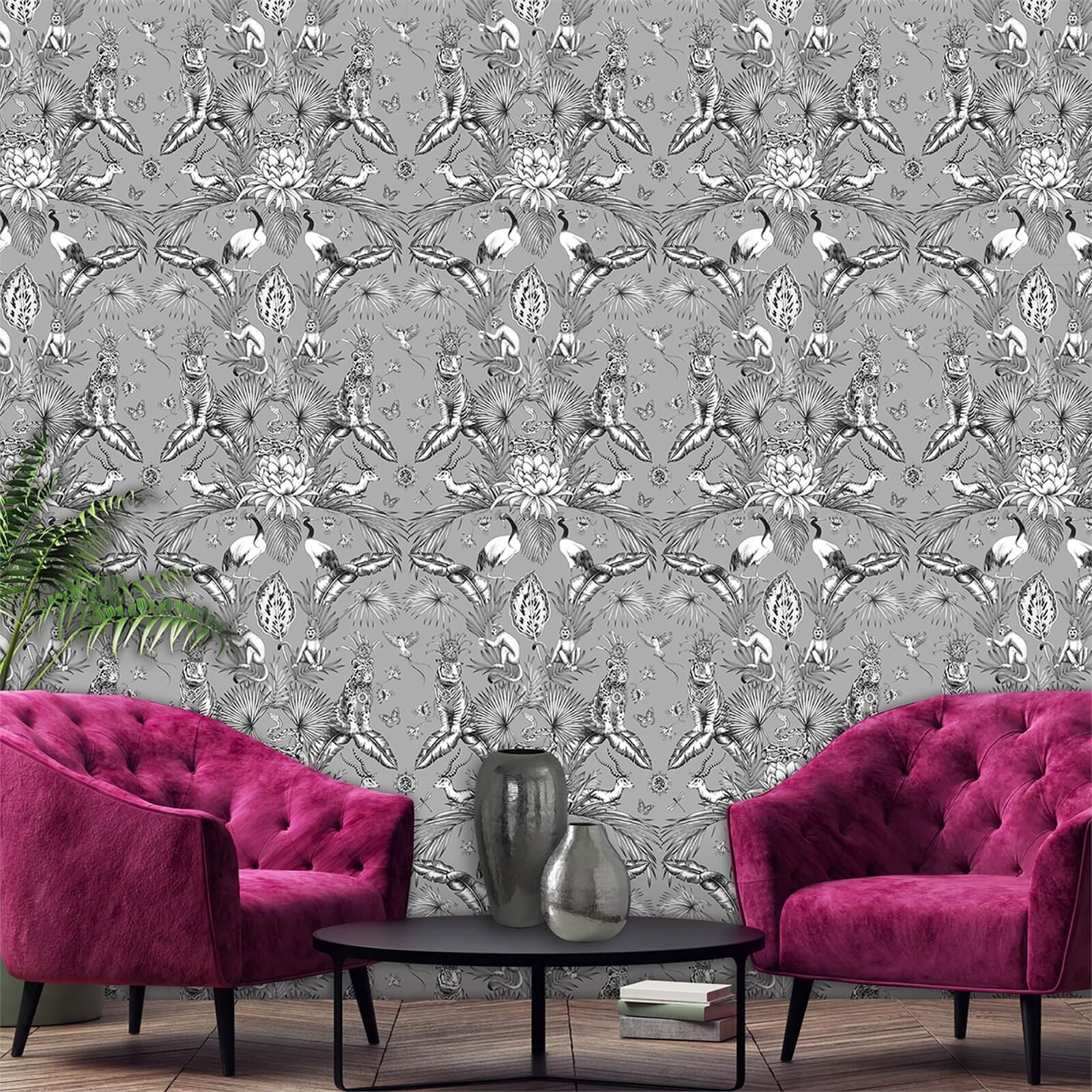 Belgravia Decor Menagerie Smooth Grey Wallpaper