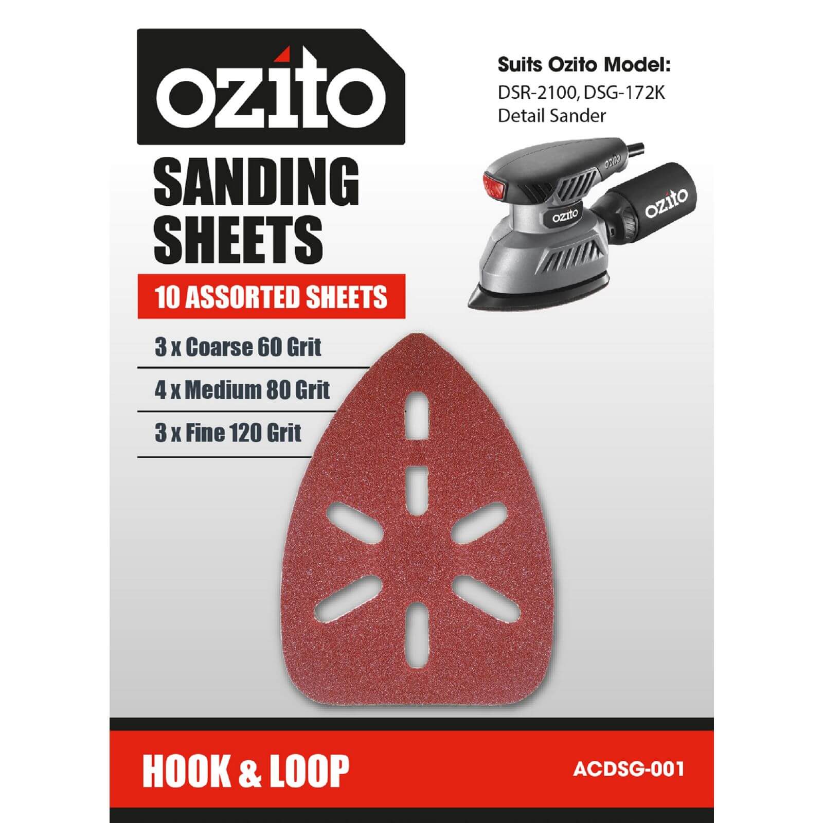 Ozito by Einhell DSR-2100U Detail Sandpaper Sheets - 10 Pack
