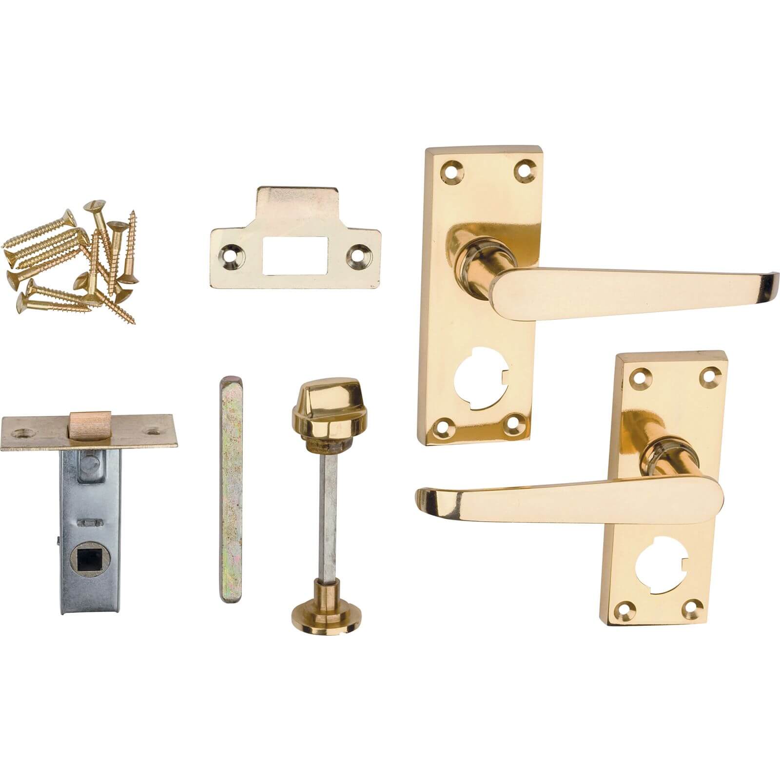 Victorian Door Handle Privacy Set - Polished Brass - 1 Pair
