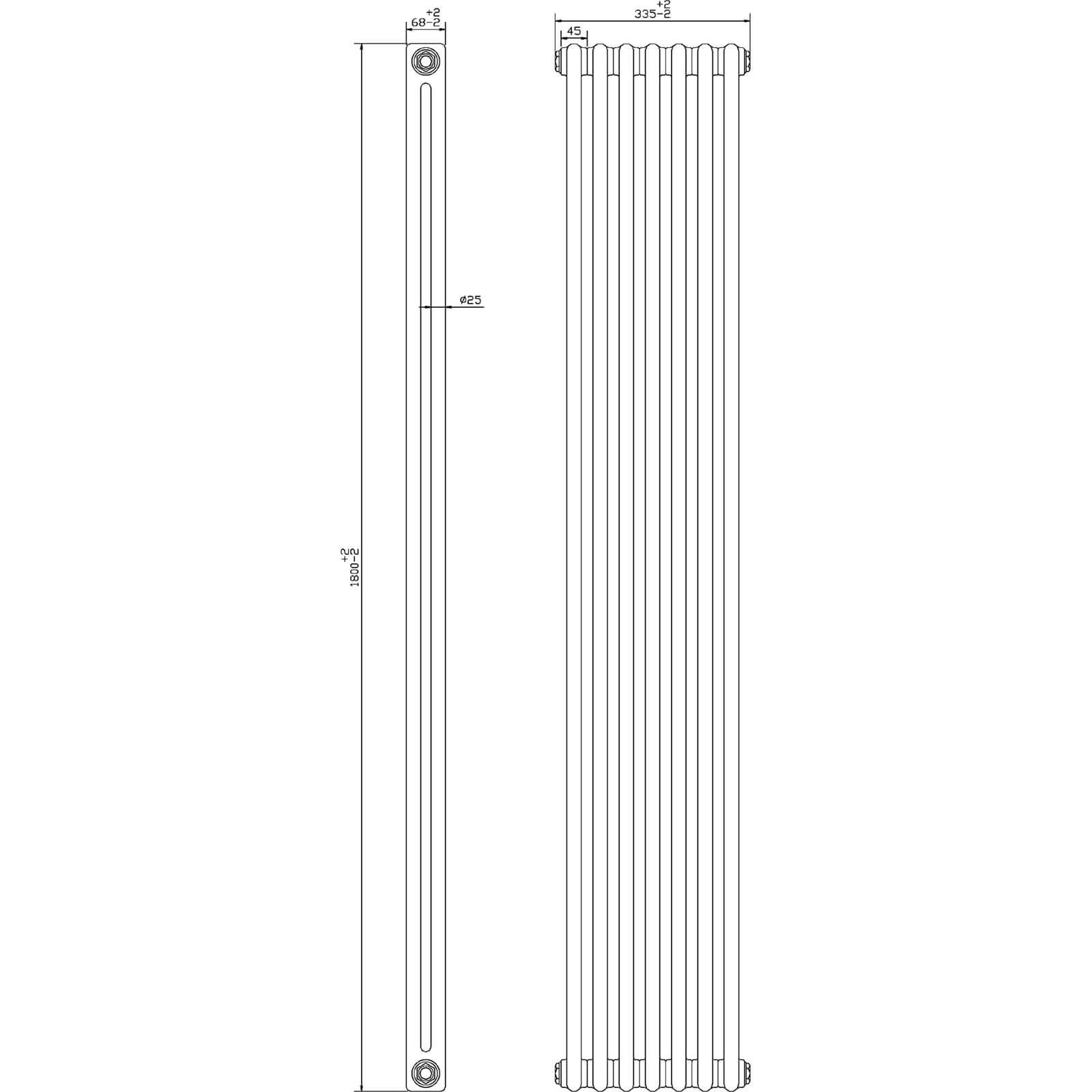 Balterley Harrington 2 Column Radiator - 1800 x 335mm - White