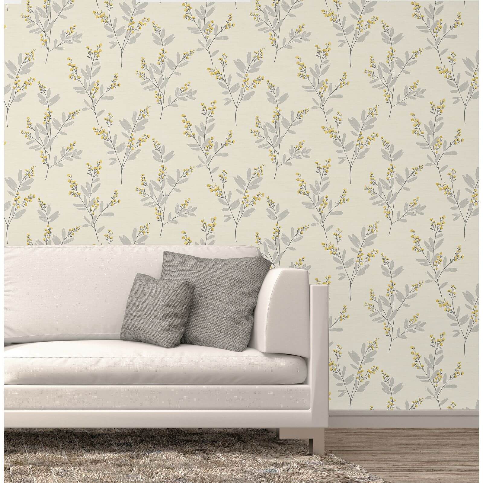 Fine Decor Solna Yellow Wallpaper