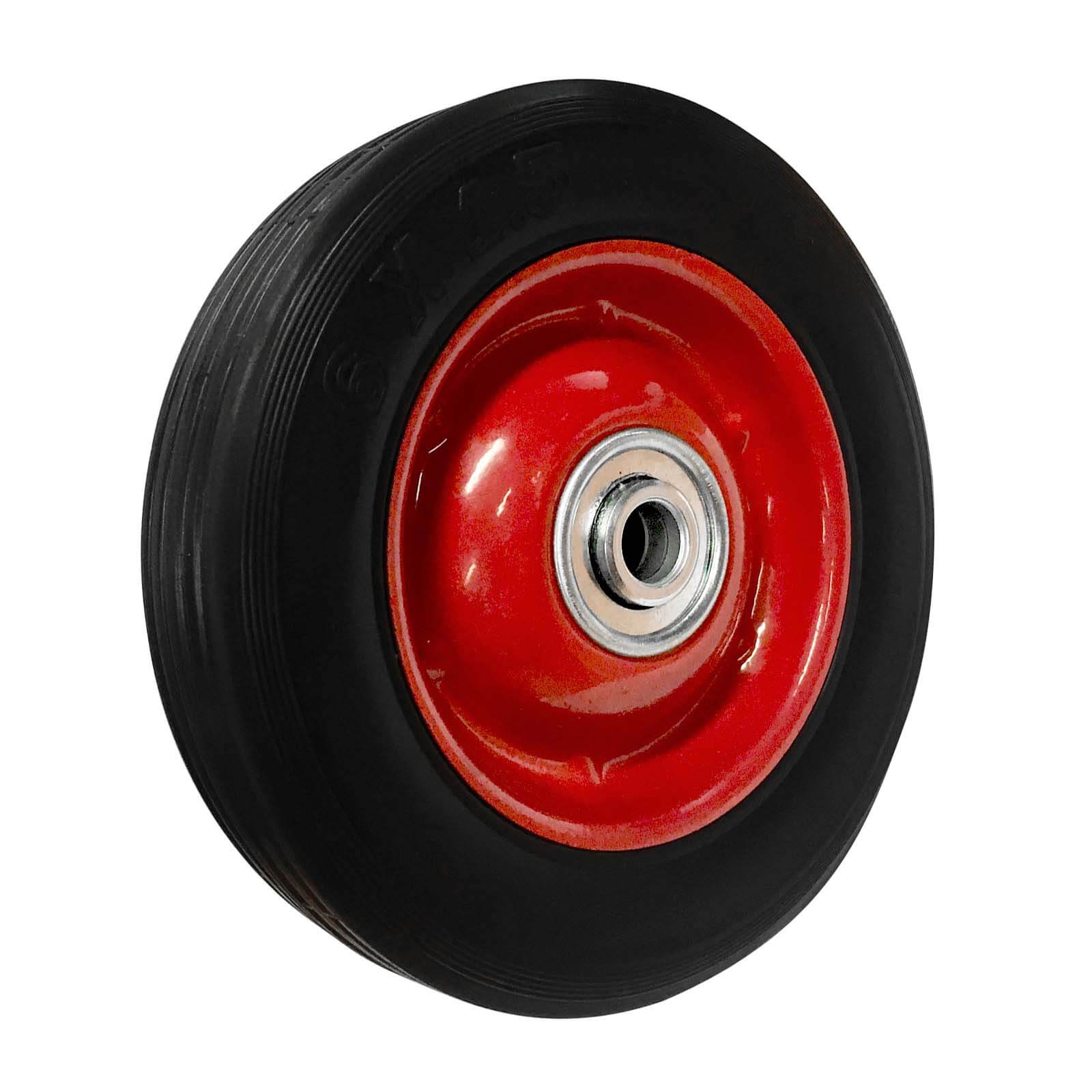 Metal Wheel with Rubber Tyre - Red - 150mm
