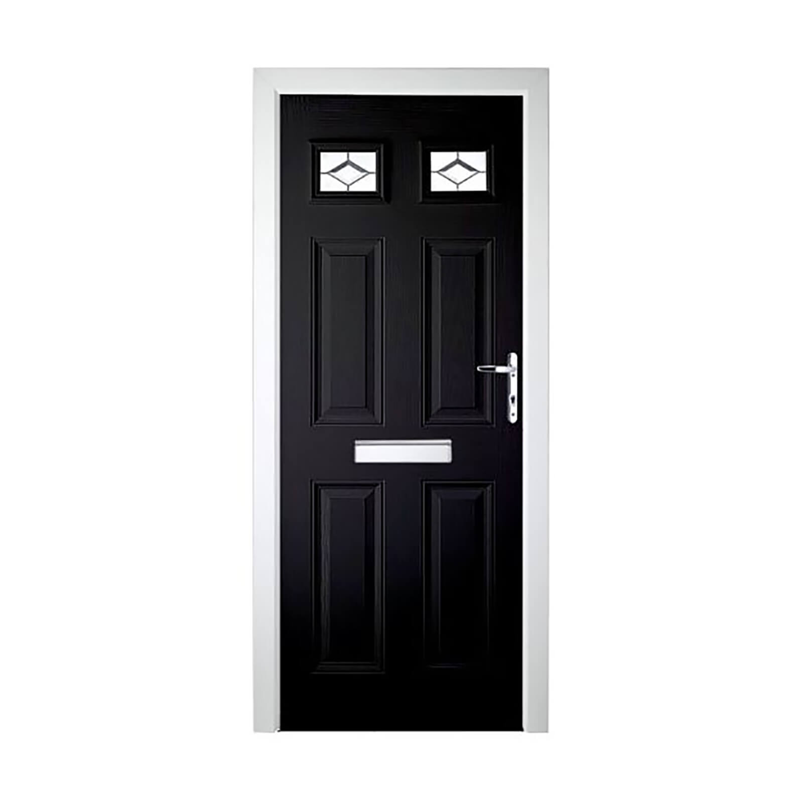 Colonial 2 Top Lite Composite Door Set - Black Left Hand Hung - 920mm Wide 2085mm High
