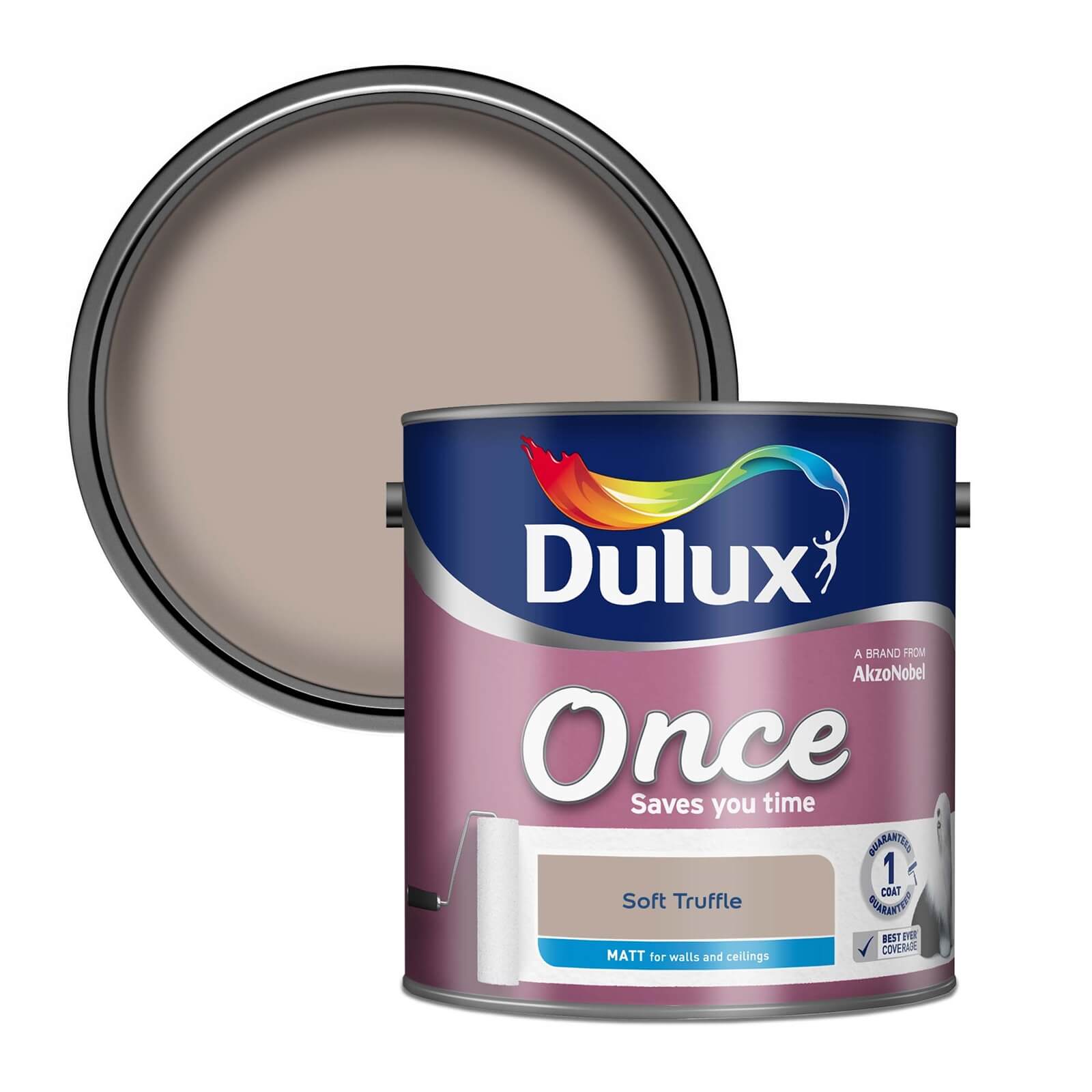 Dulux Once Soft Truffle - Matt Emulsion Paint - 2.5L