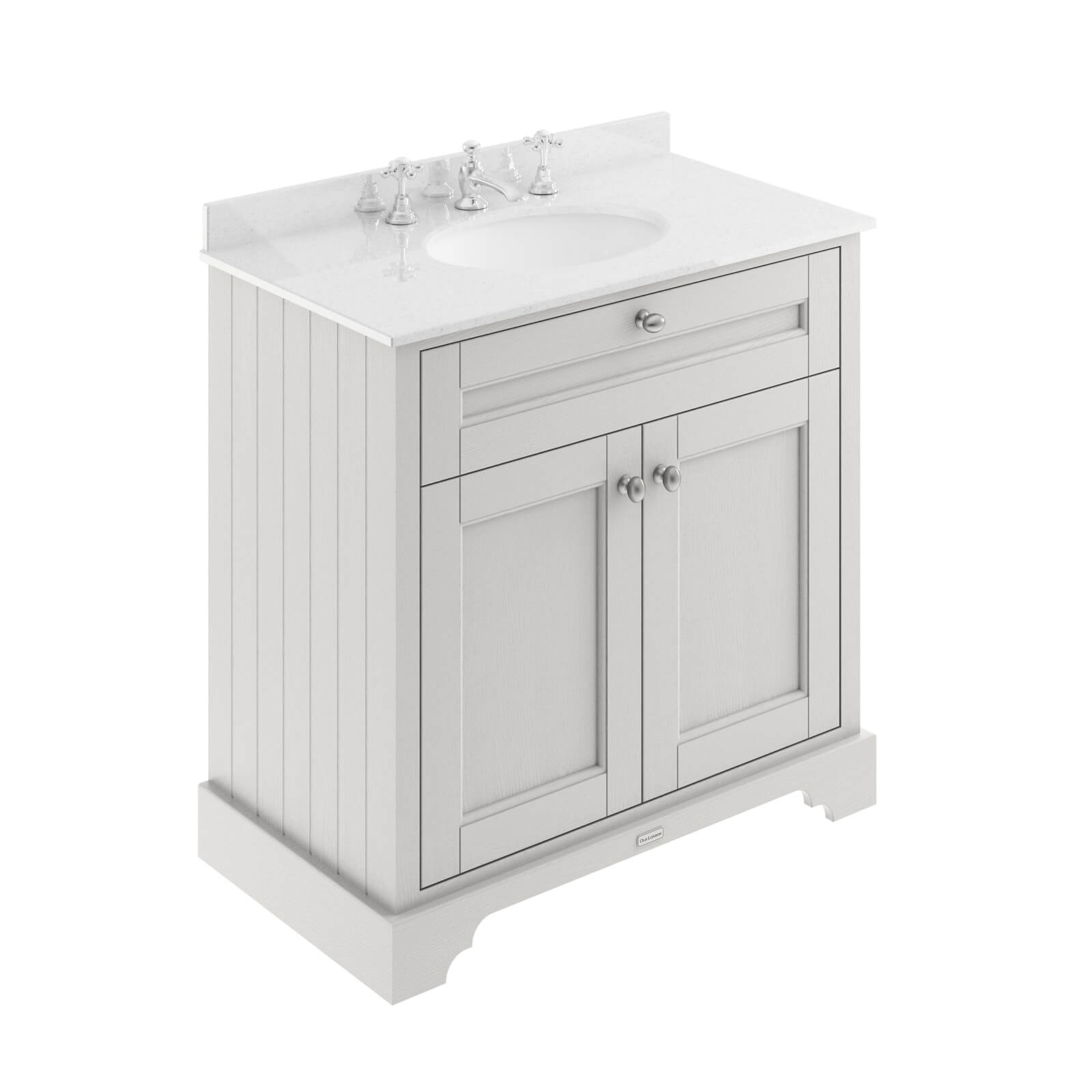 Balterley Harrington 800mm Cabinet with 3 Tap Hole Marble Top - Cashmere