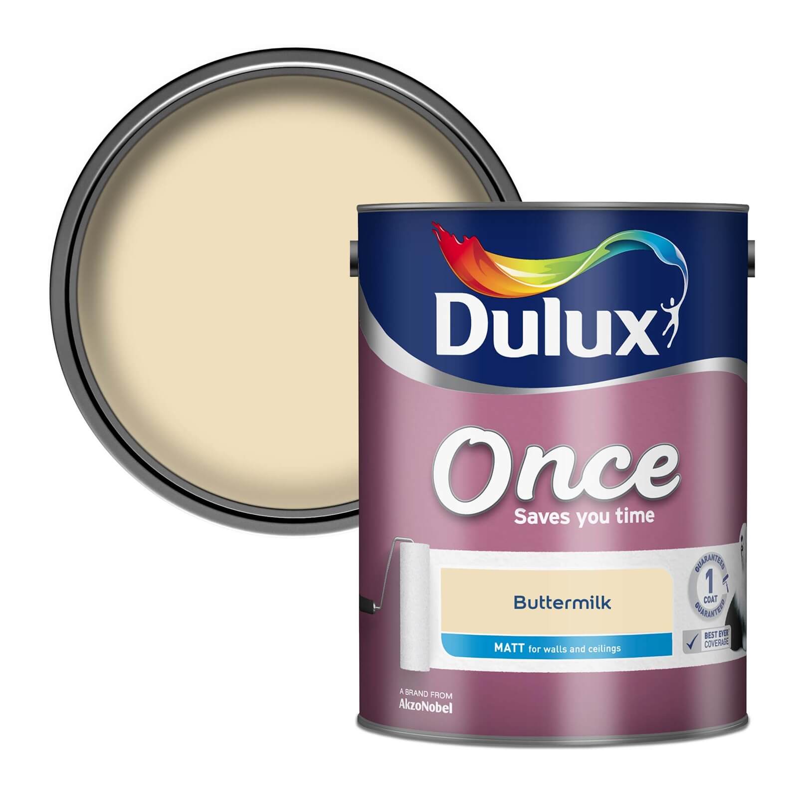 Dulux Once Buttermilk - Matt Emulsion Paint - 5L