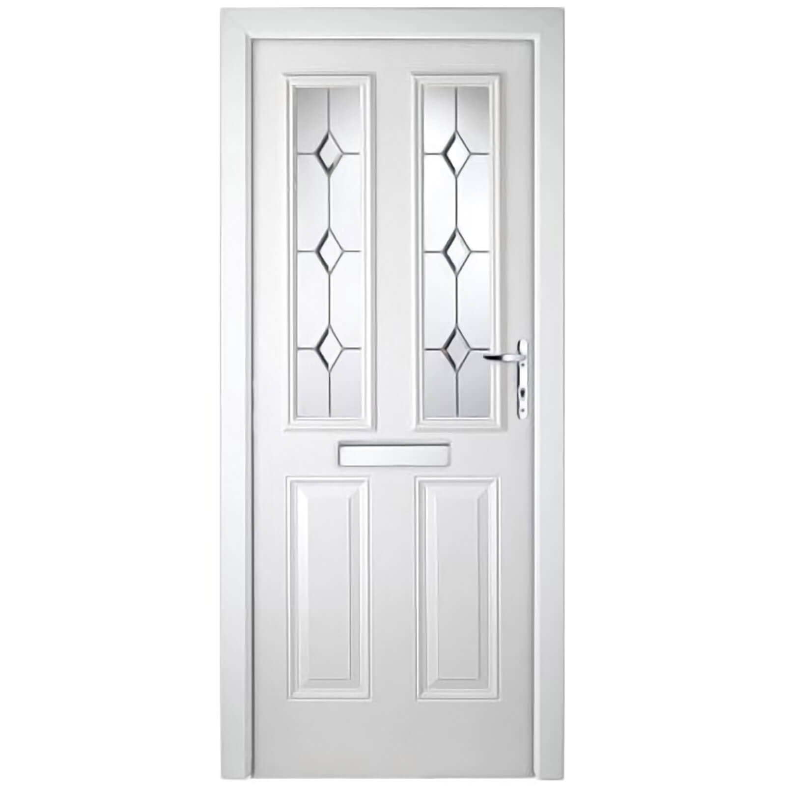 London 2 Narrow Lite Composite Door Set - White Left Hand Hung Composite Door - 920mm Wide 2085mm High