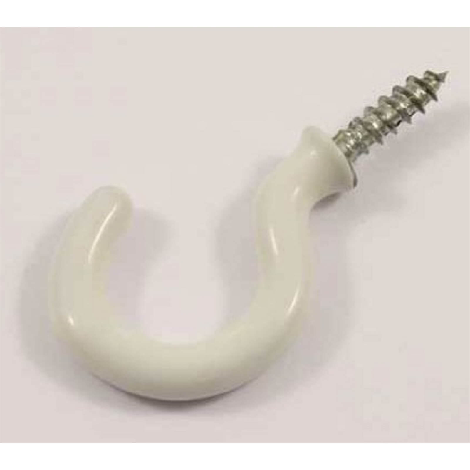 Round Cup Hook - White - 25mm - 5 Pack