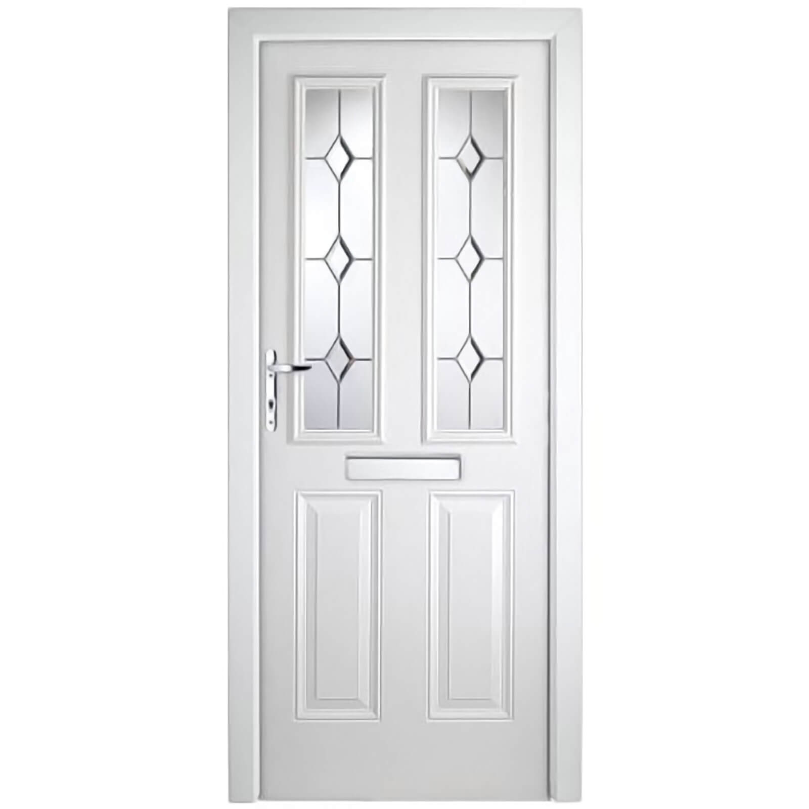 London 2 Narrow Lite Composite Door Set - White Right Hand Hung Composite Door - 920mm Wide 2085mm High