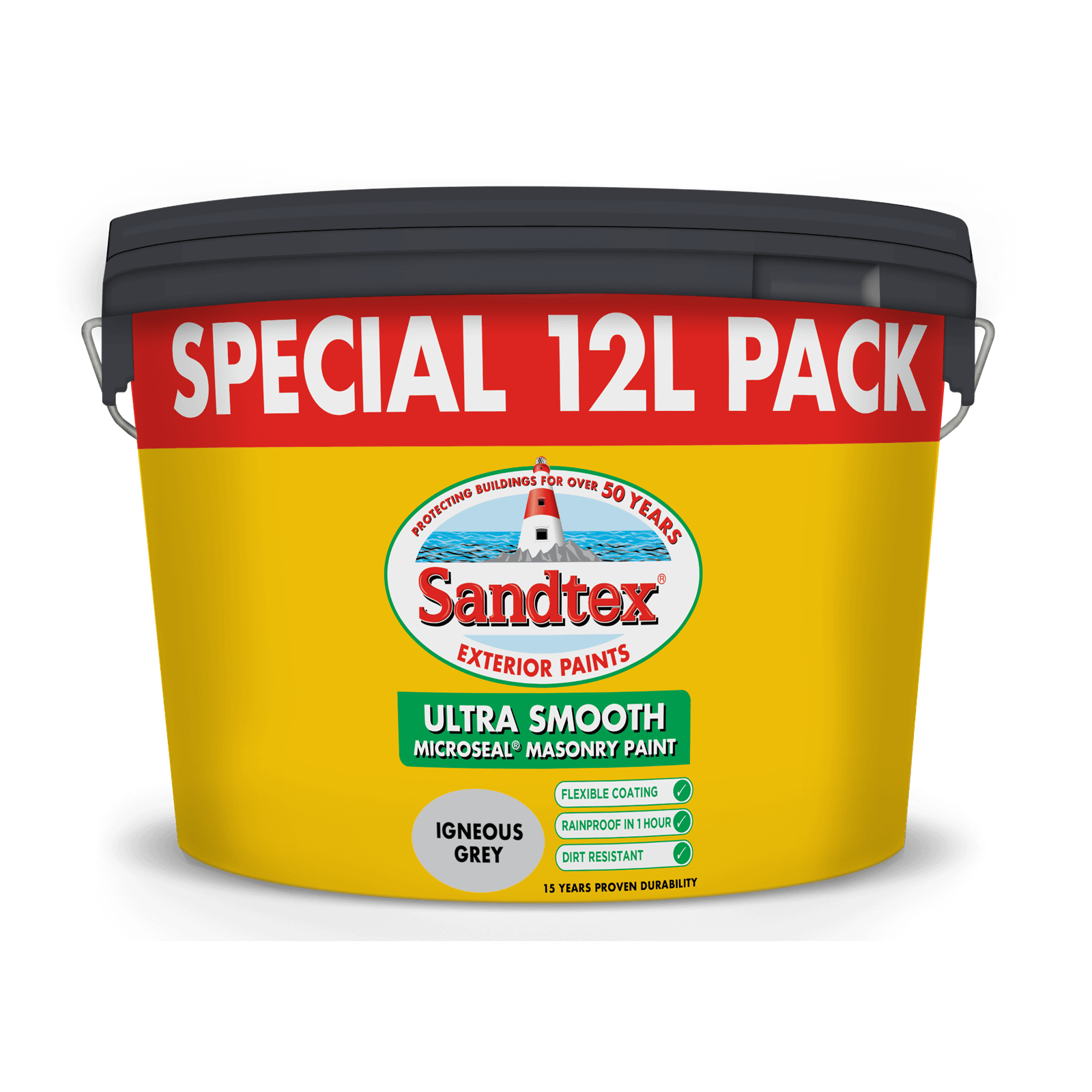 Sandtex Ultra Smooth Masonry Paint - Igneous Grey - 12L