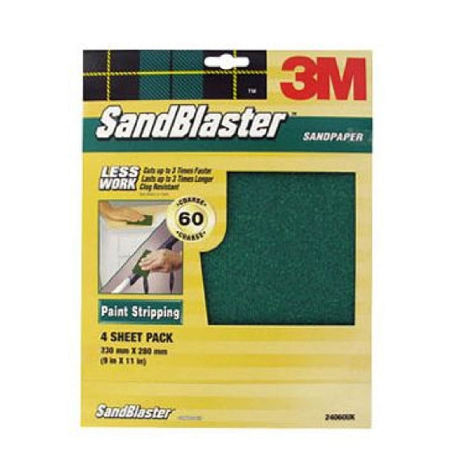 3M SandBlaster Coarse P60 Sandpaper - 4 pack