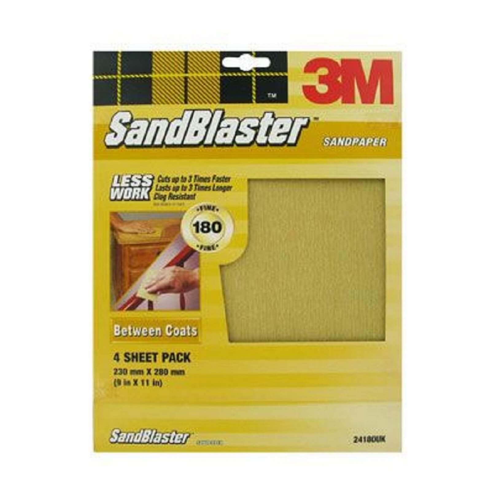 3M SandBlaster Fine P180 Sandpaper- 4 pack