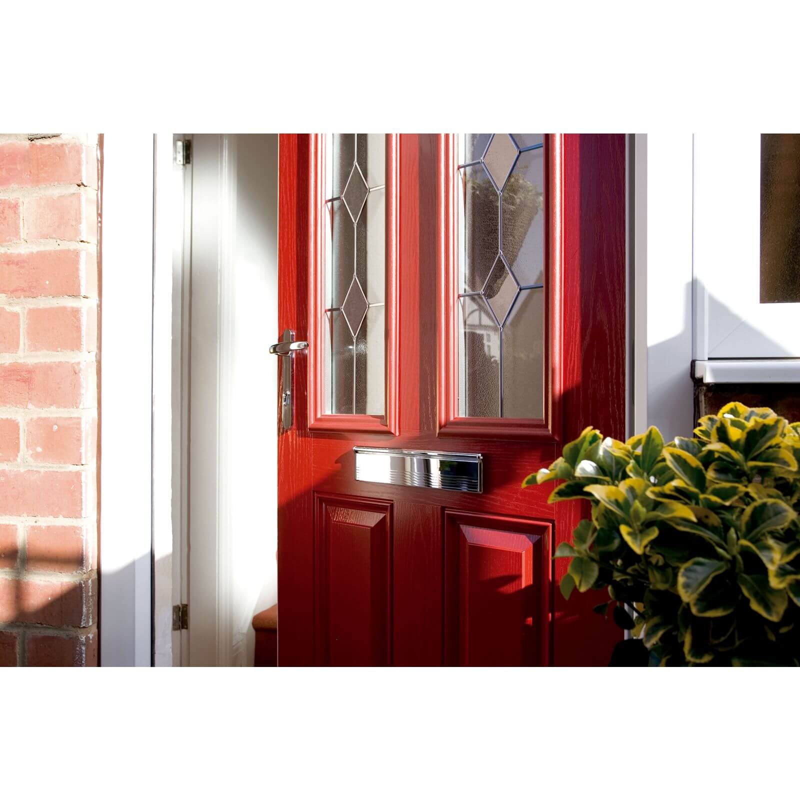 London 2 Narrow Lite Composite Door Set - Red Right Hand Hung Composite Door - 920mm Wide 2085mm High