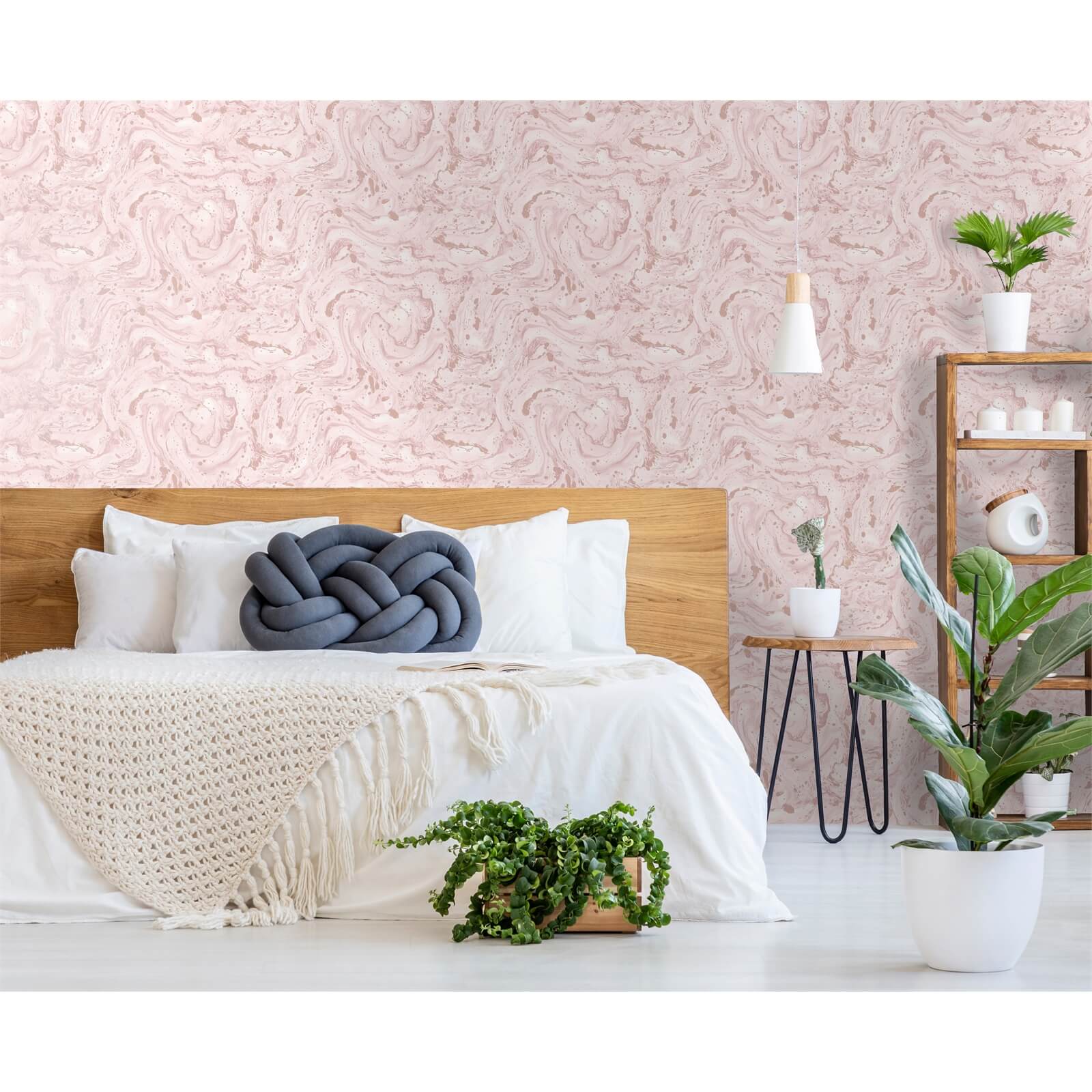 Holden Decor Azurite Marble Effect Smooth Metallic Blush Pink Wallpaper