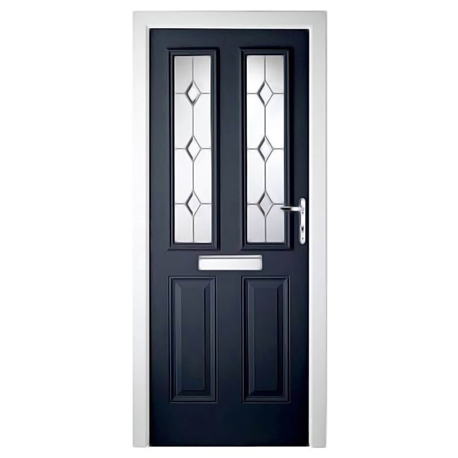 London 2 Narrow Lite Composite Door Set - Blue Left Hand Hung Composite Door - 920mm Wide 2085mm High