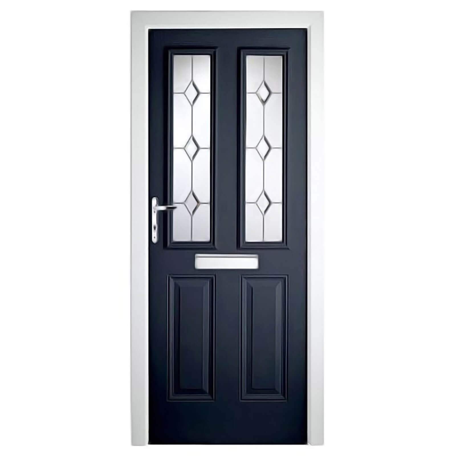 London 2 Narrow Lite Composite Door Set - Blue Right Hand Hung Composite Door - 920mm Wide 2085mm High