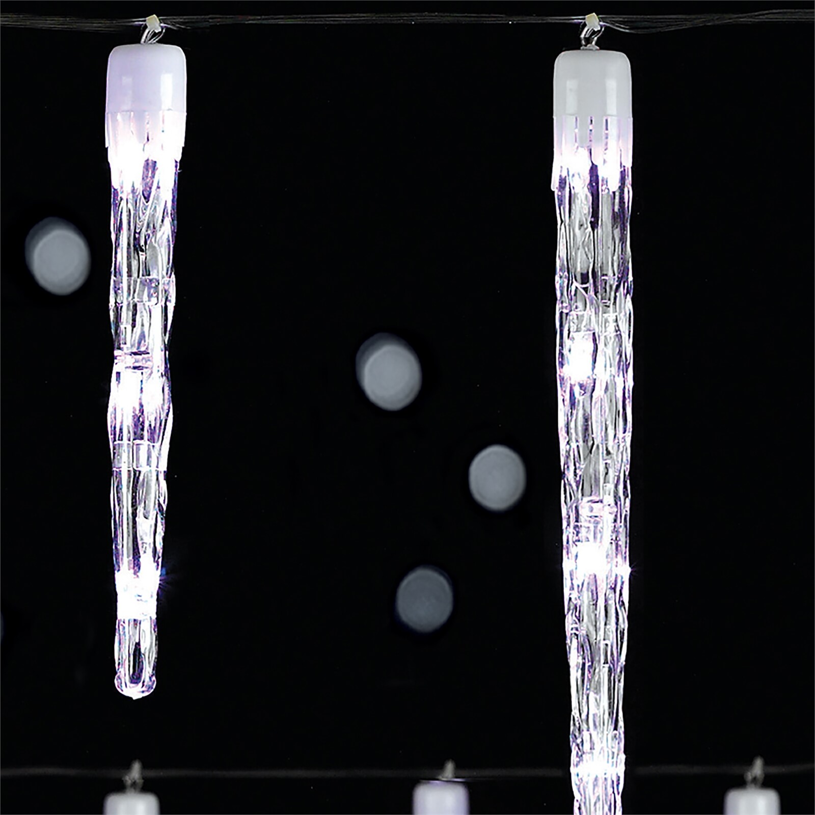 24 LED Chaser Icicles String Outdoor Christmas Lights - White