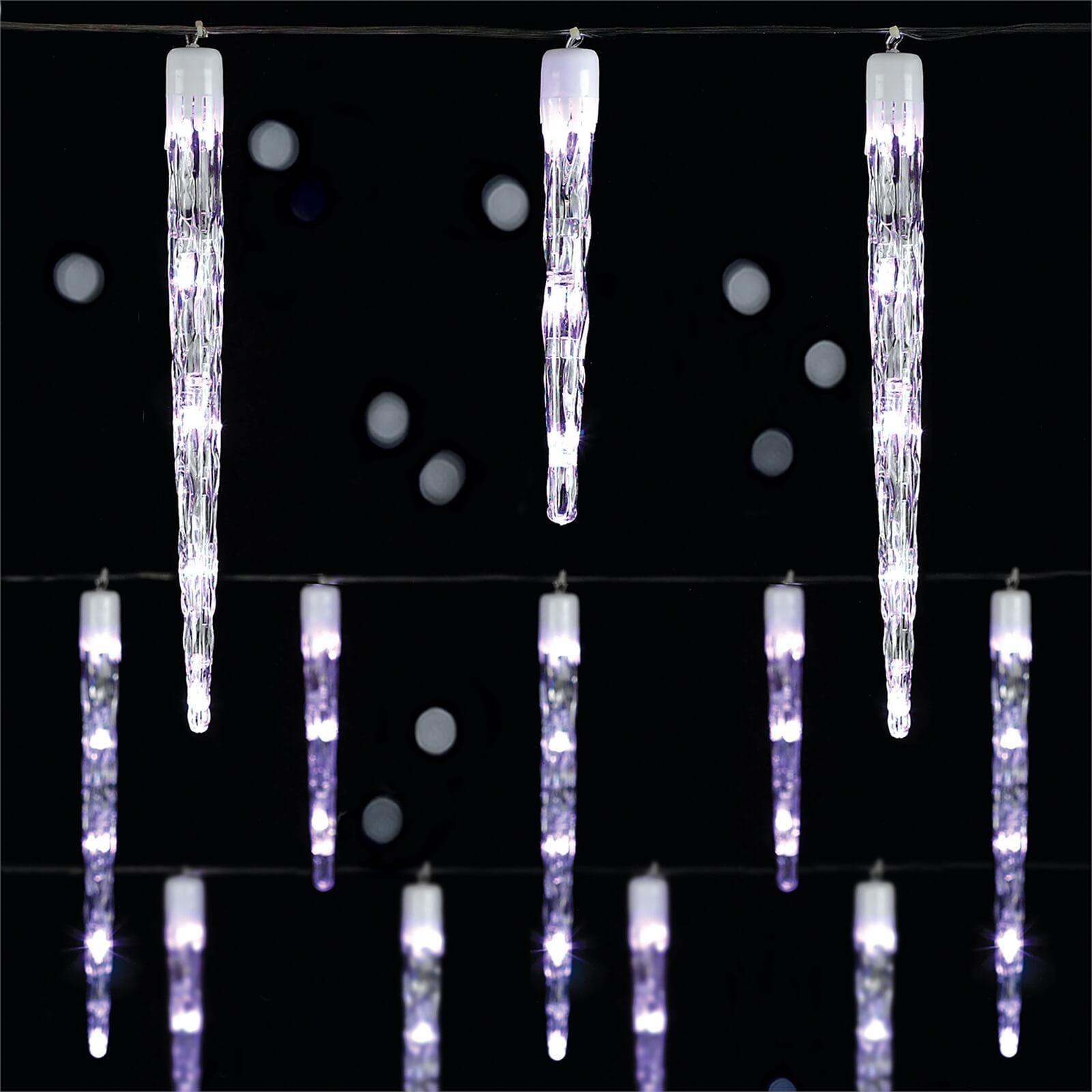 24 LED Chaser Icicles String Outdoor Christmas Lights - White
